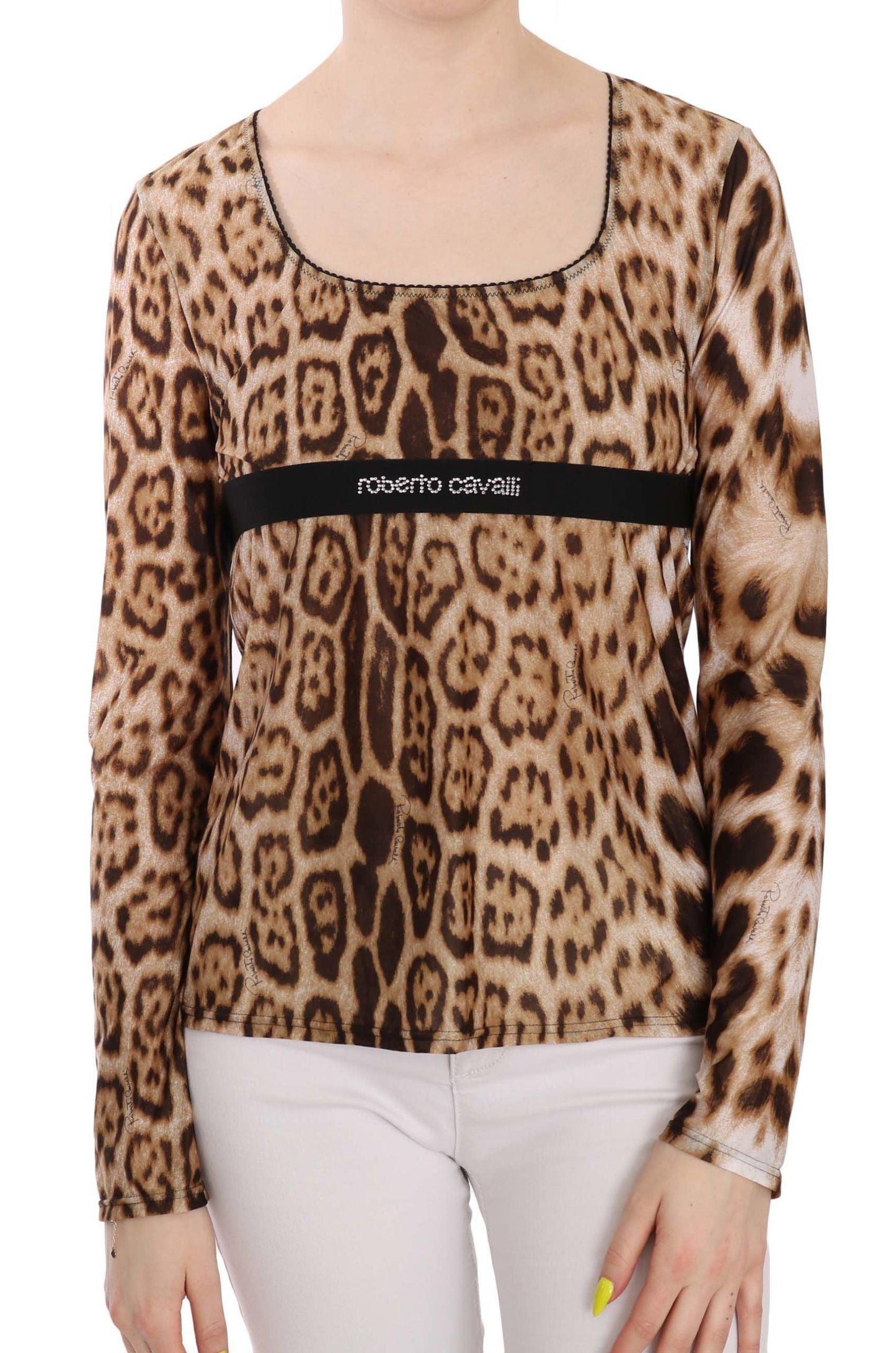 Roberto Cavalli Elegant Leopard Long Sleeve Top - Arichezz.store