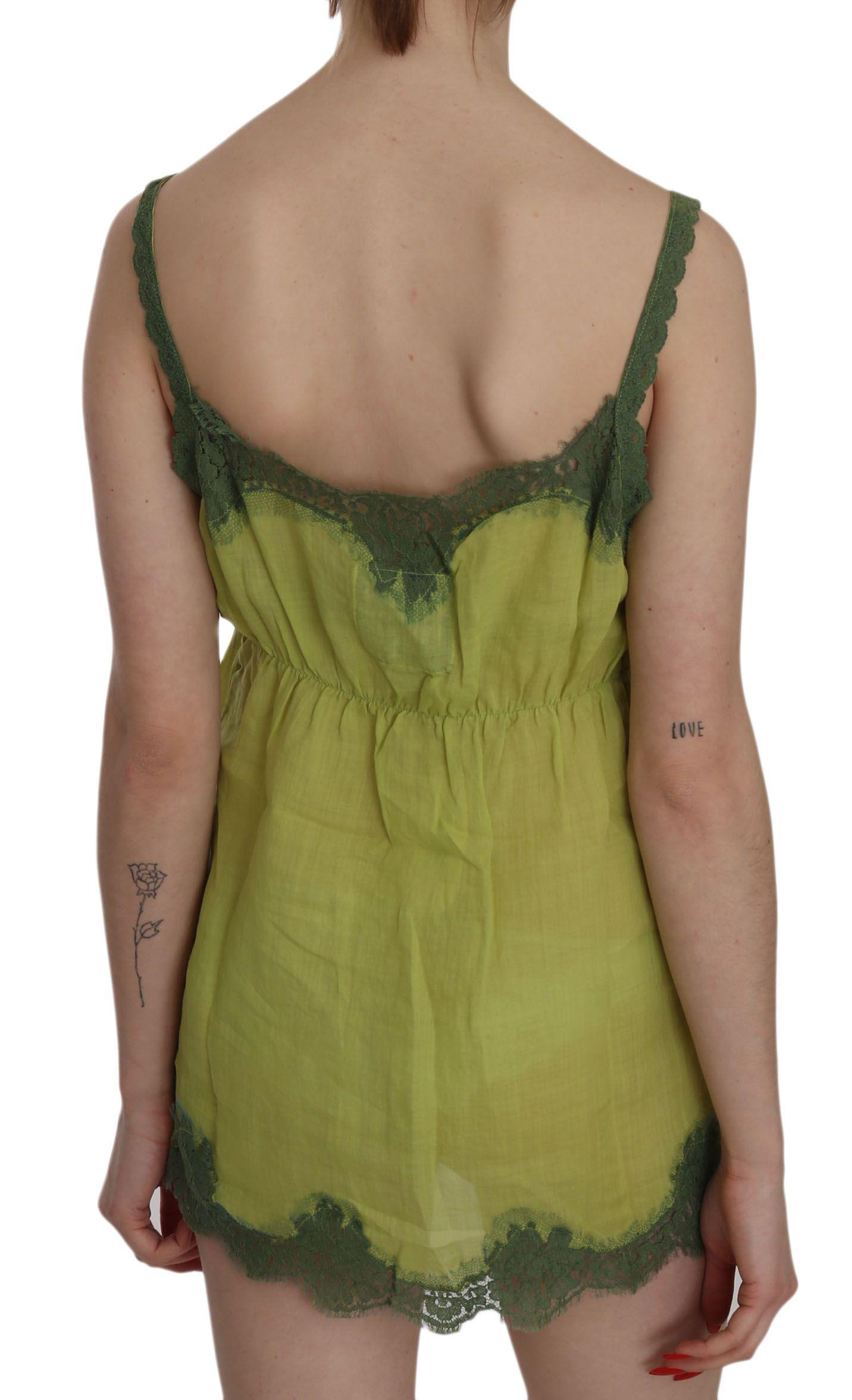 PINK MEMORIES Elegant Green Lace Linen Tank Top - Arichezz.store