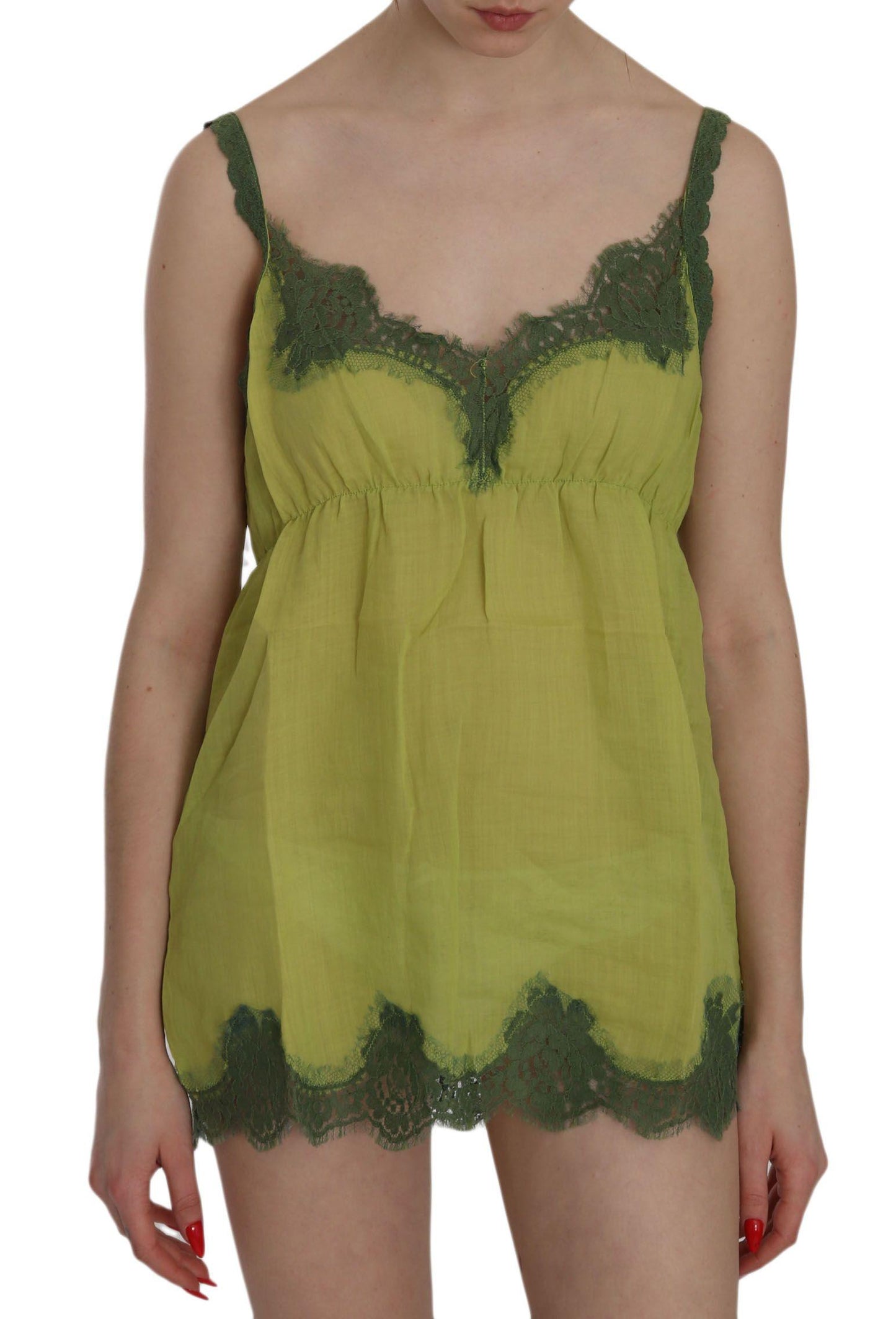 PINK MEMORIES Elegant Green Lace Linen Tank Top - Arichezz.store