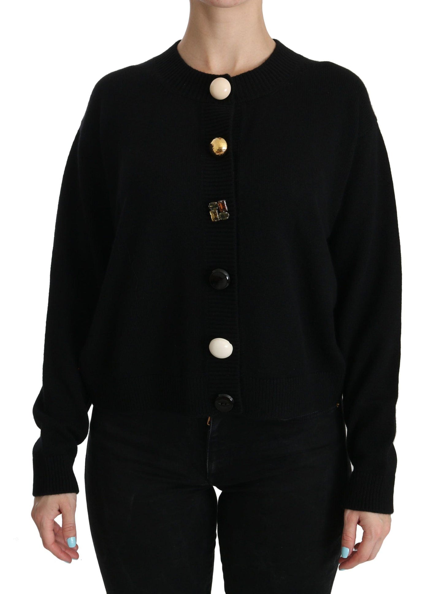 Dolce & Gabbana Elegant Black Cashmere Cardigan Top - Arichezz.store