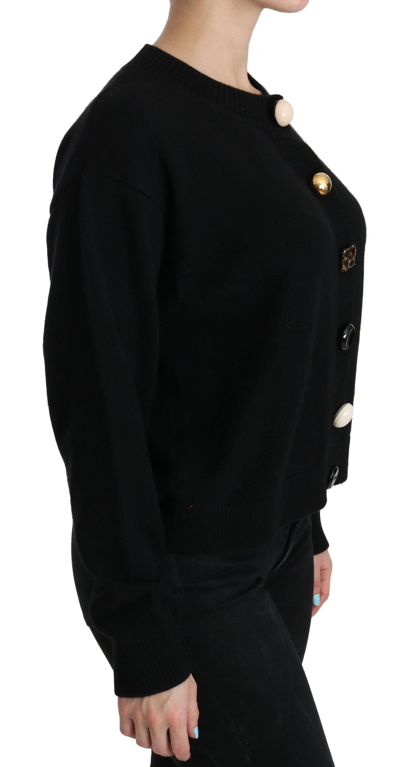 Dolce & Gabbana Elegant Black Cashmere Cardigan Top - Arichezz.store