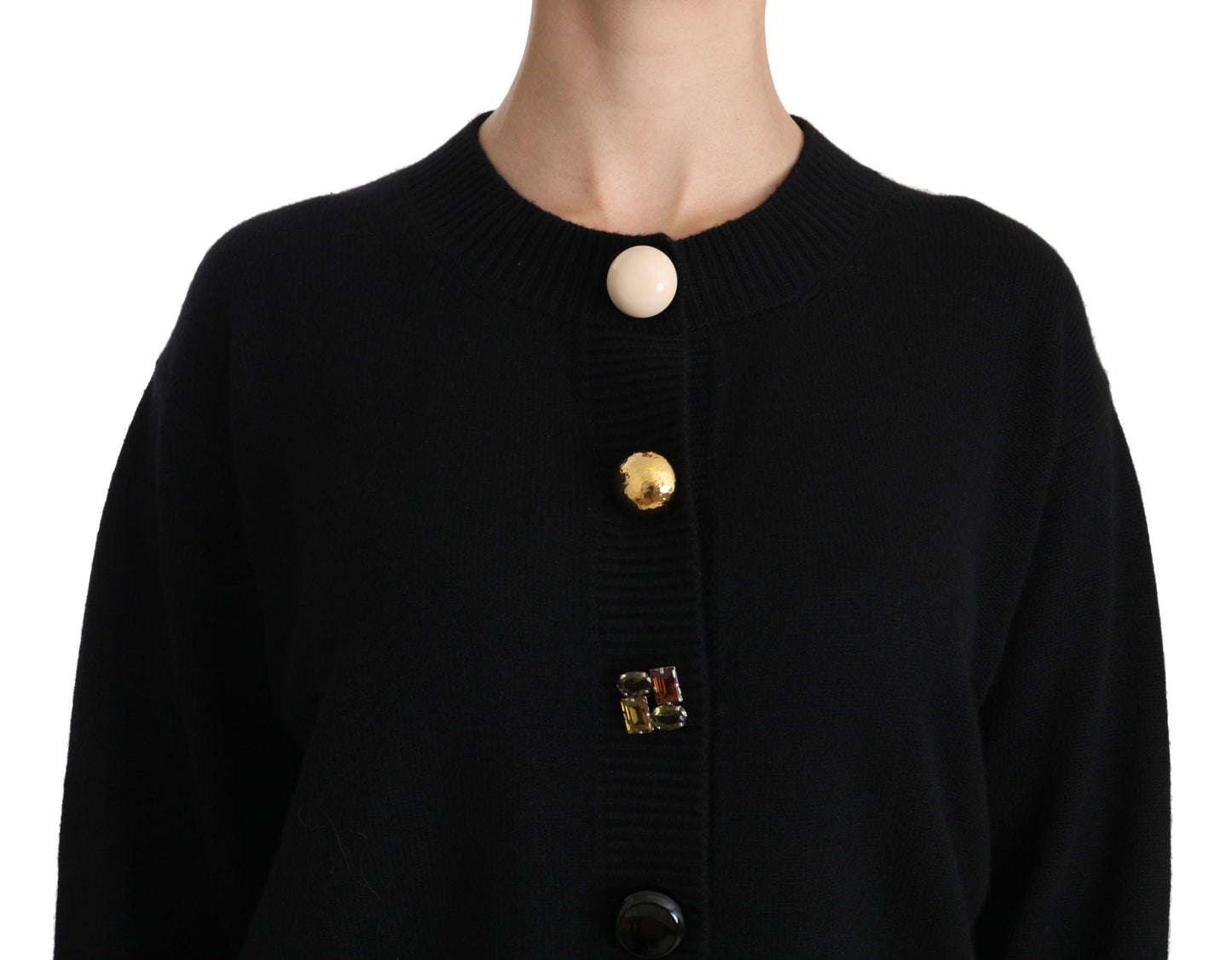 Dolce & Gabbana Elegant Black Cashmere Cardigan Top - Arichezz.store