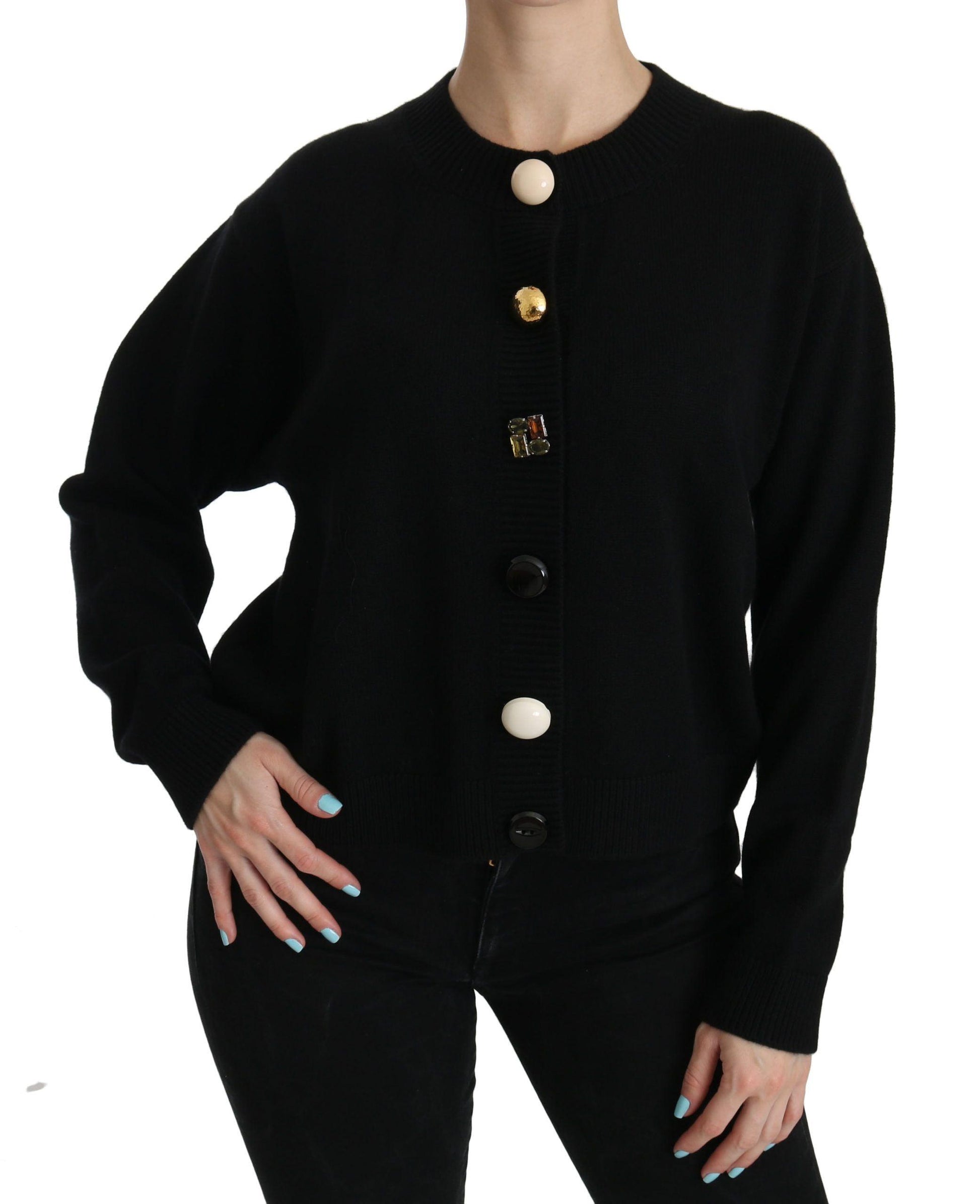 Dolce & Gabbana Elegant Black Cashmere Cardigan Top - Arichezz.store