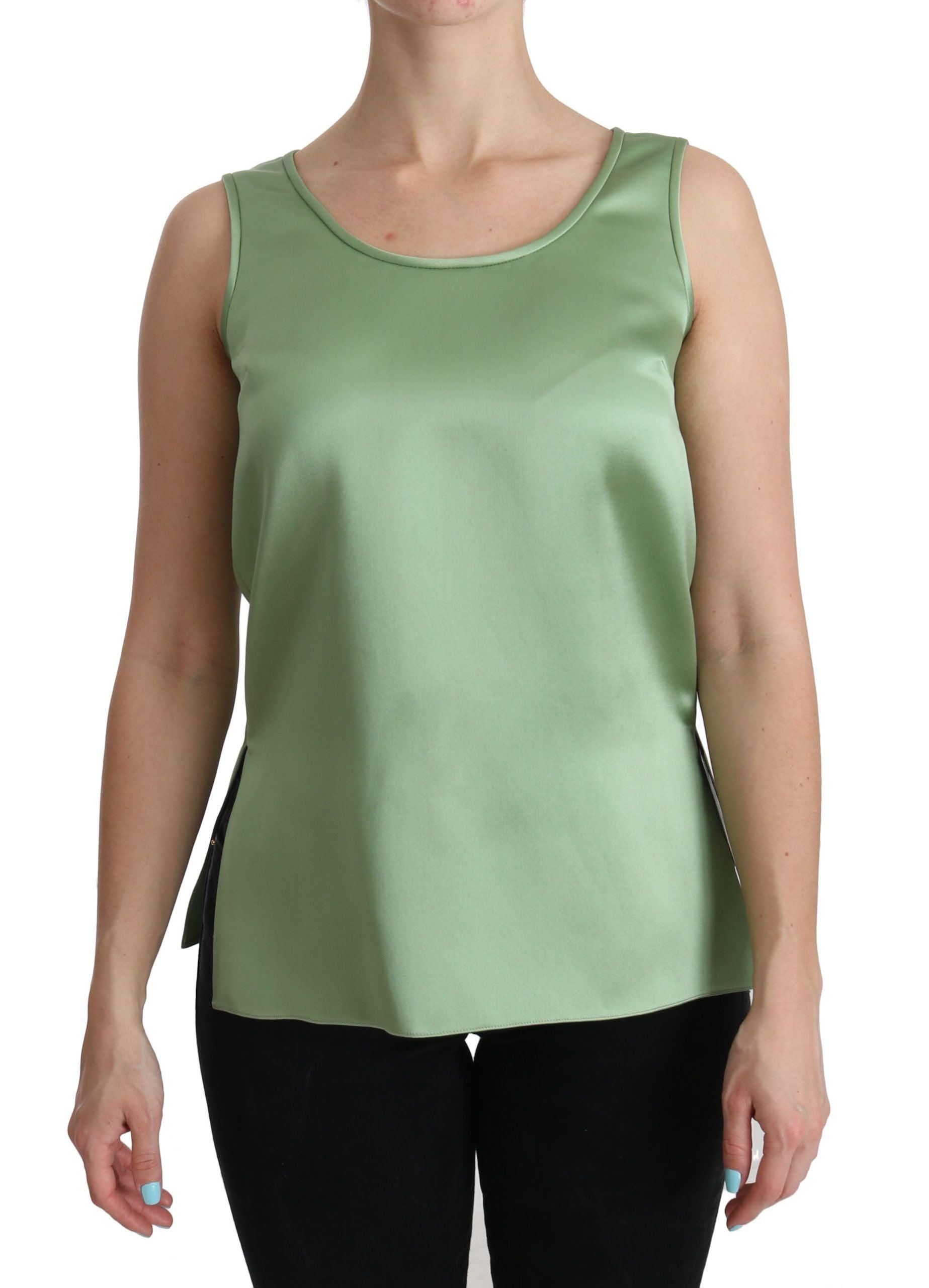 Dolce & Gabbana Elegant Silk Sleeveless Top in Light Mint Green - Arichezz.store