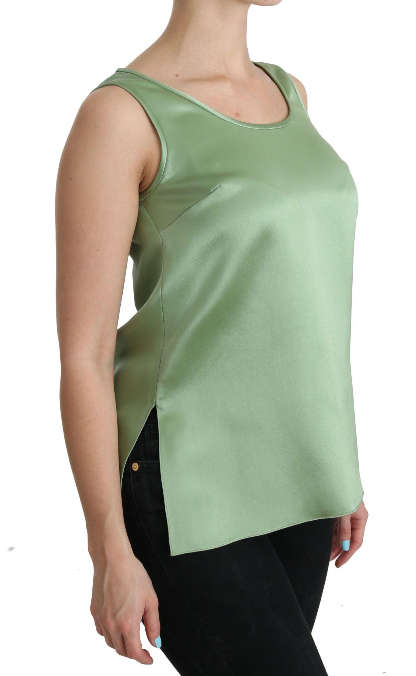 Dolce & Gabbana Elegant Silk Sleeveless Top in Light Mint Green - Arichezz.store