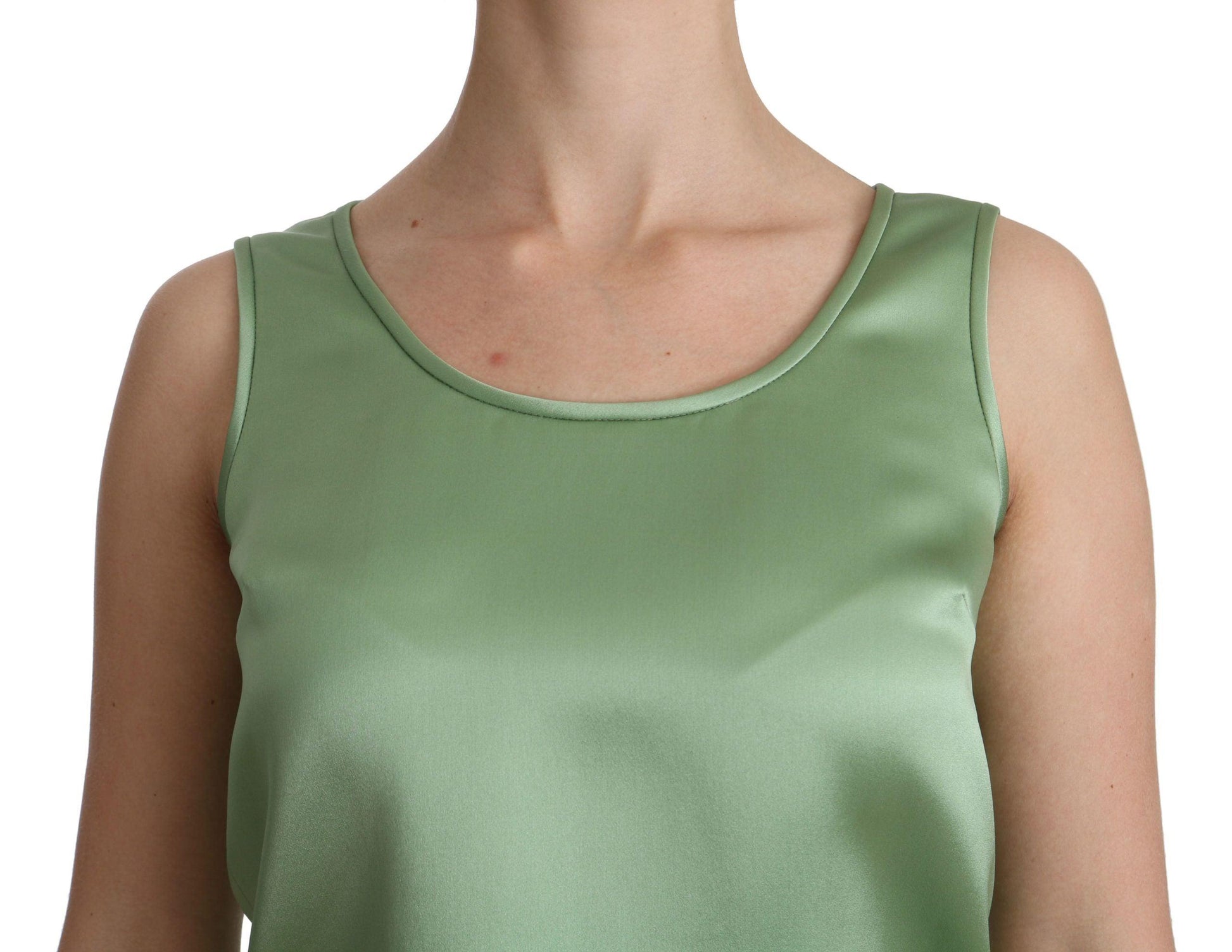 Dolce & Gabbana Elegant Silk Sleeveless Top in Light Mint Green - Arichezz.store