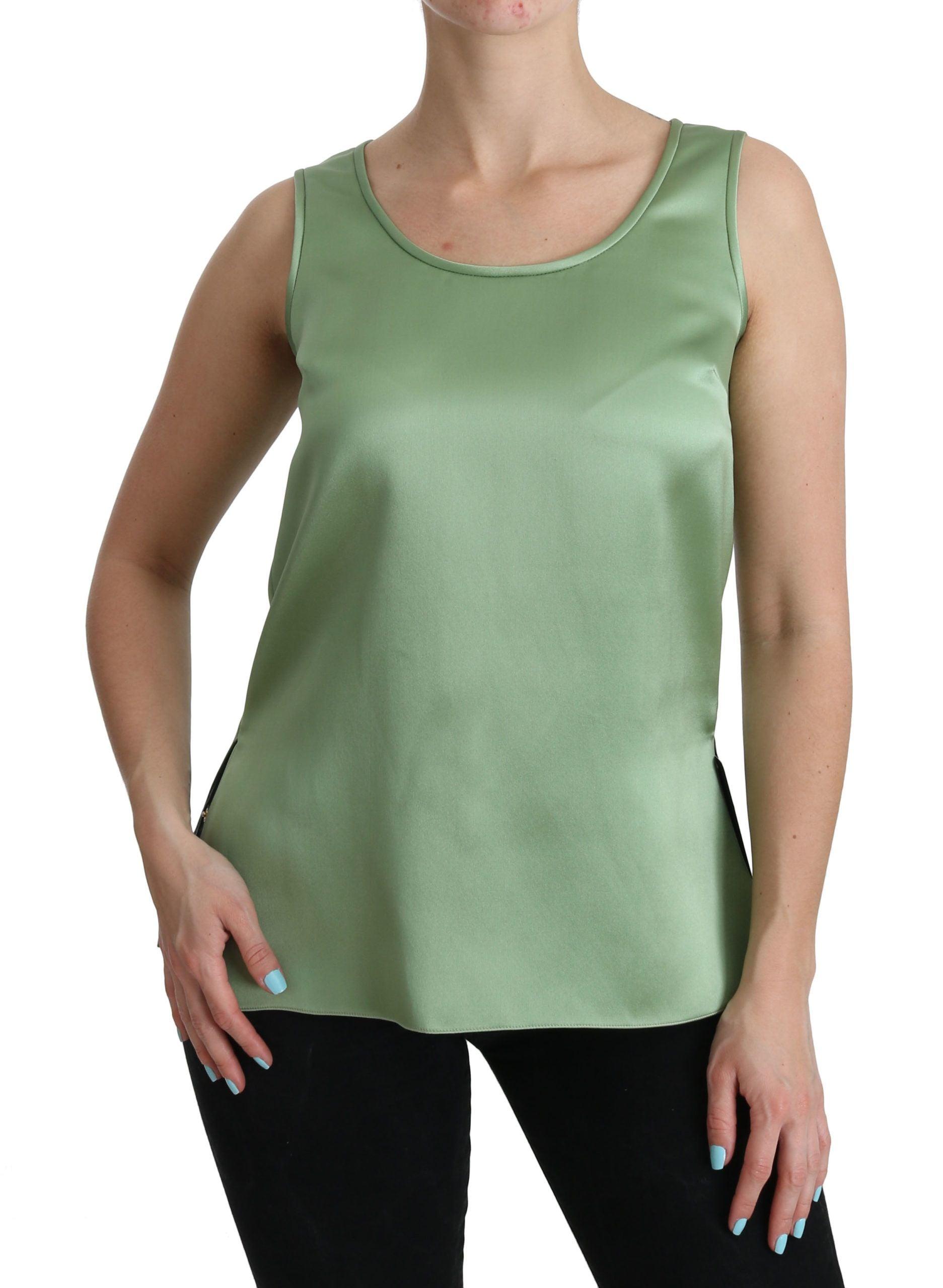 Dolce & Gabbana Elegant Silk Sleeveless Top in Light Mint Green - Arichezz.store