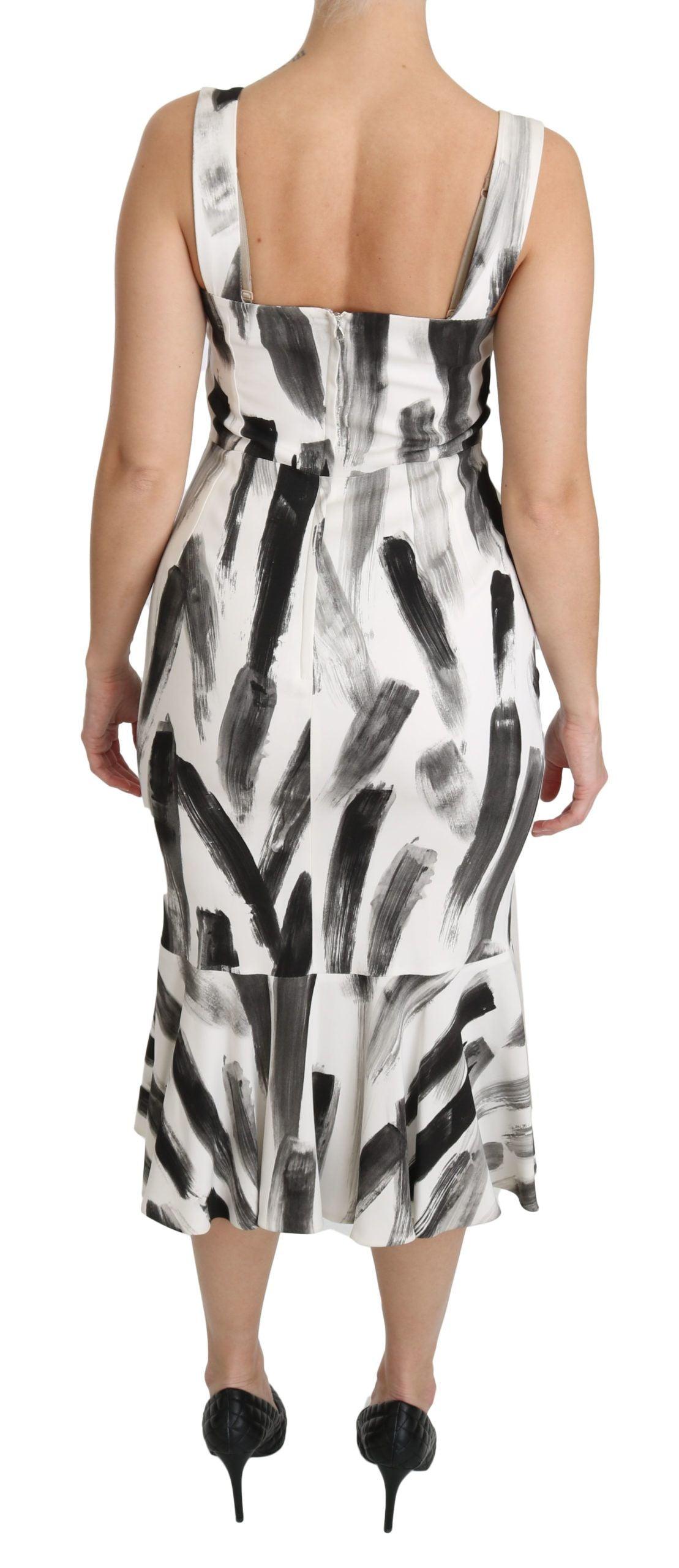 Dolce & Gabbana Chic Monochrome Sheath Midi Dress - Arichezz.store