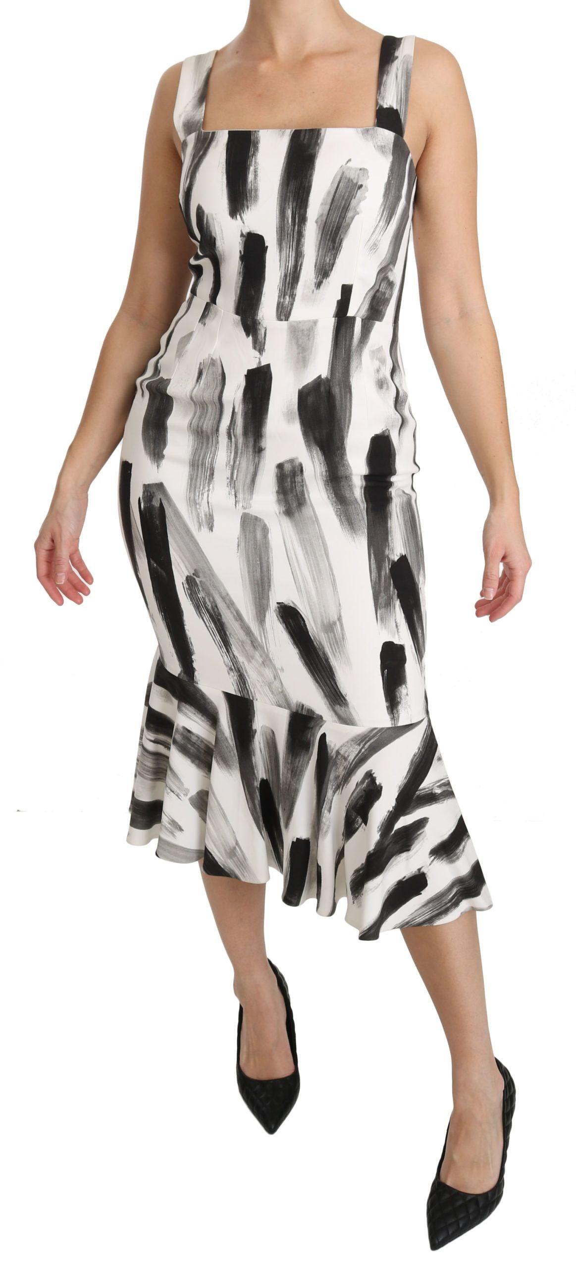 Dolce & Gabbana Chic Monochrome Sheath Midi Dress - Arichezz.store