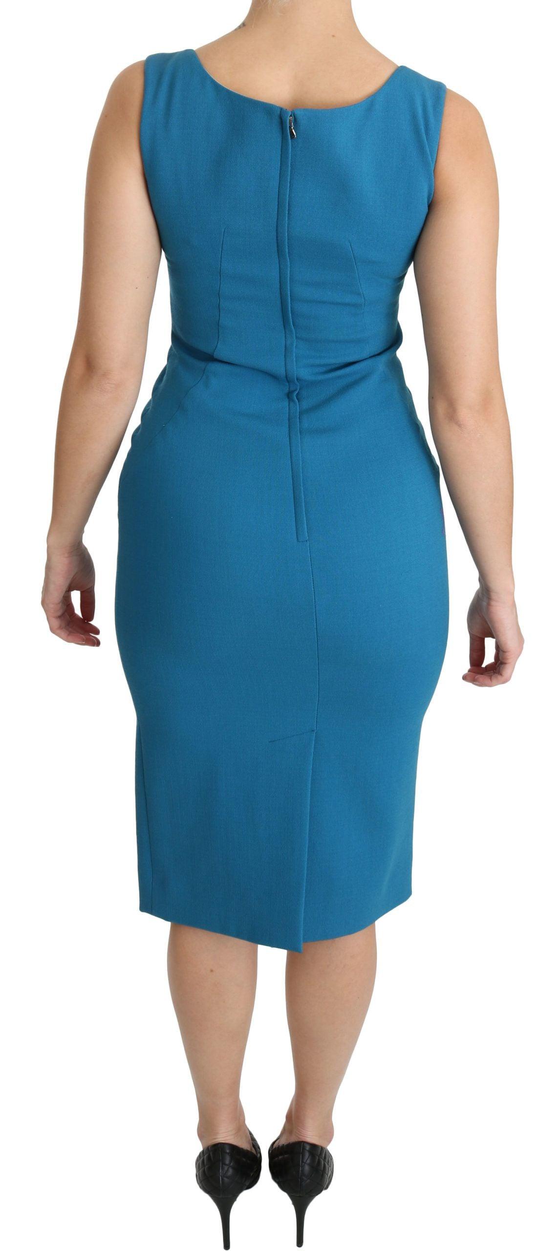 Dolce & Gabbana Blue Wool Sheath Dress - Arichezz.store