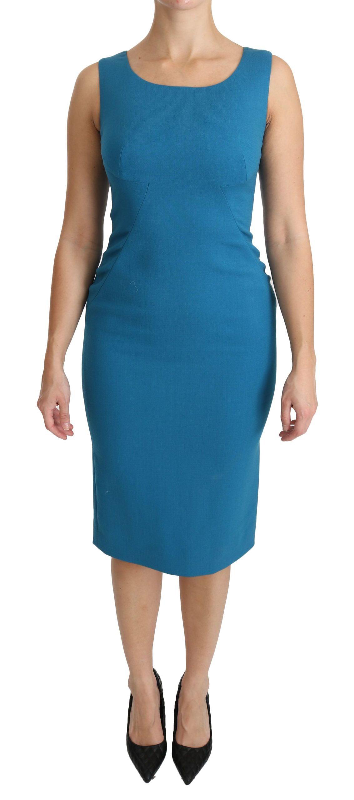 Dolce & Gabbana Blue Wool Sheath Dress - Arichezz.store