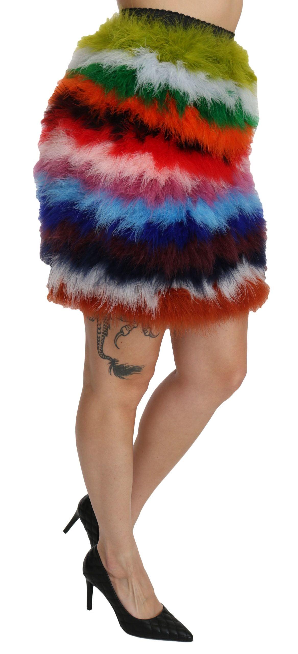 Dolce & Gabbana Chic Feather Embellished High Waist Skirt - Arichezz.store