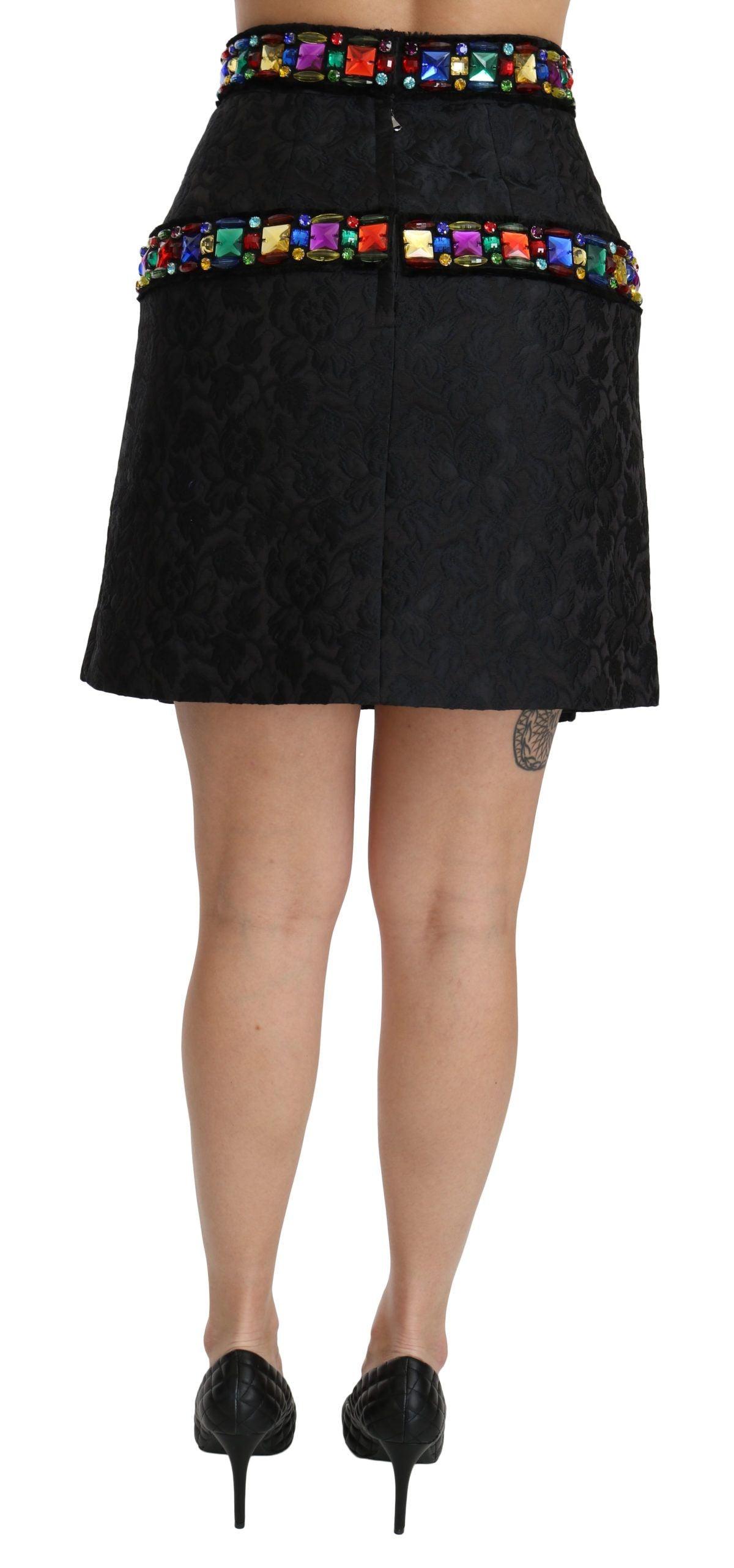 Dolce & Gabbana Elegant High-Waist Embellished Black Skirt - Arichezz.store