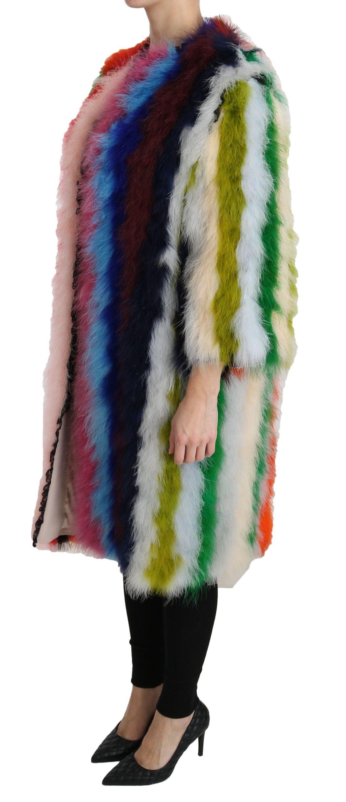 Dolce & Gabbana Multicolor Feather Long Coat Jacket - Arichezz.store