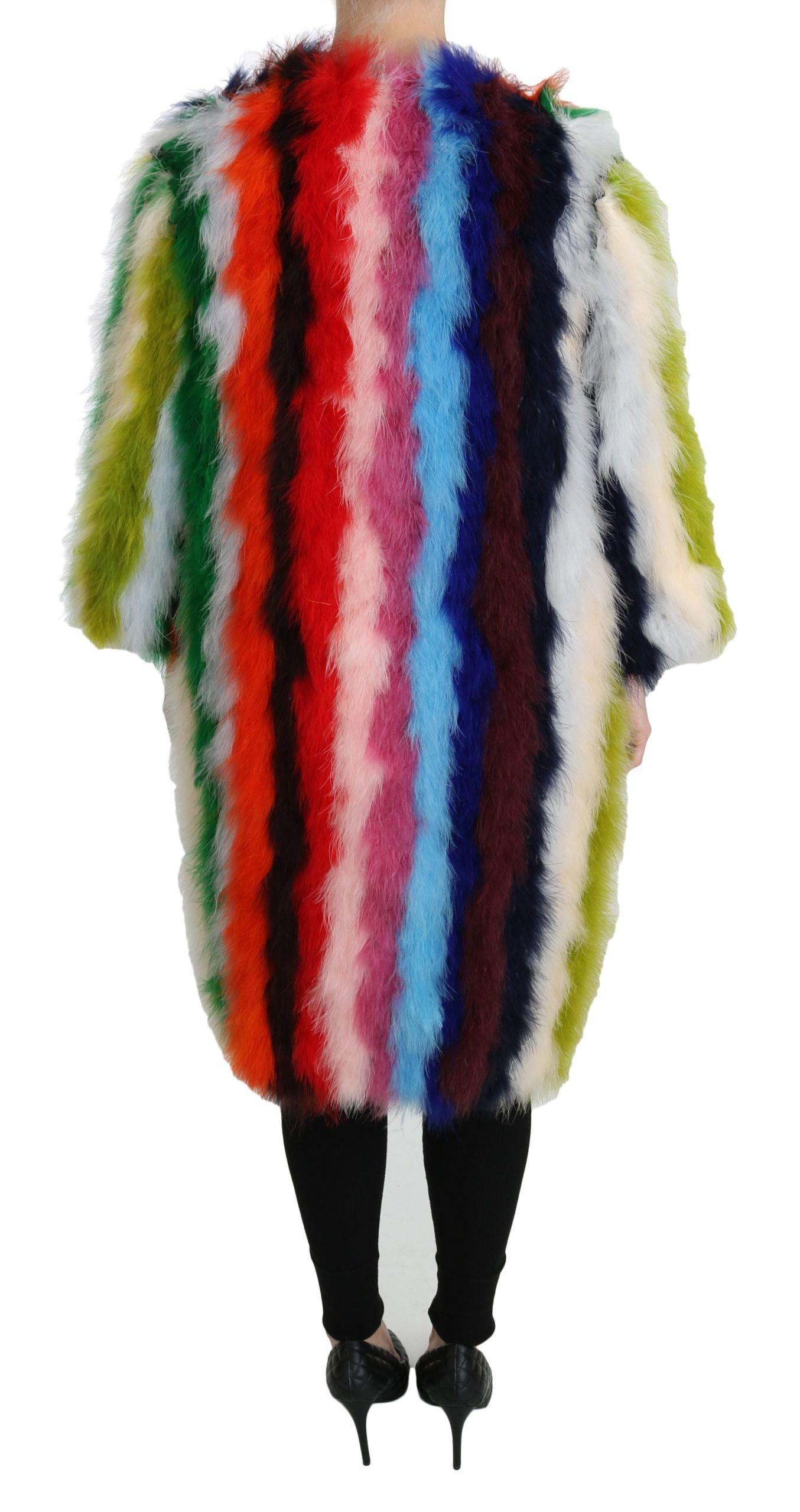 Dolce & Gabbana Multicolor Feather Long Coat Jacket - Arichezz.store