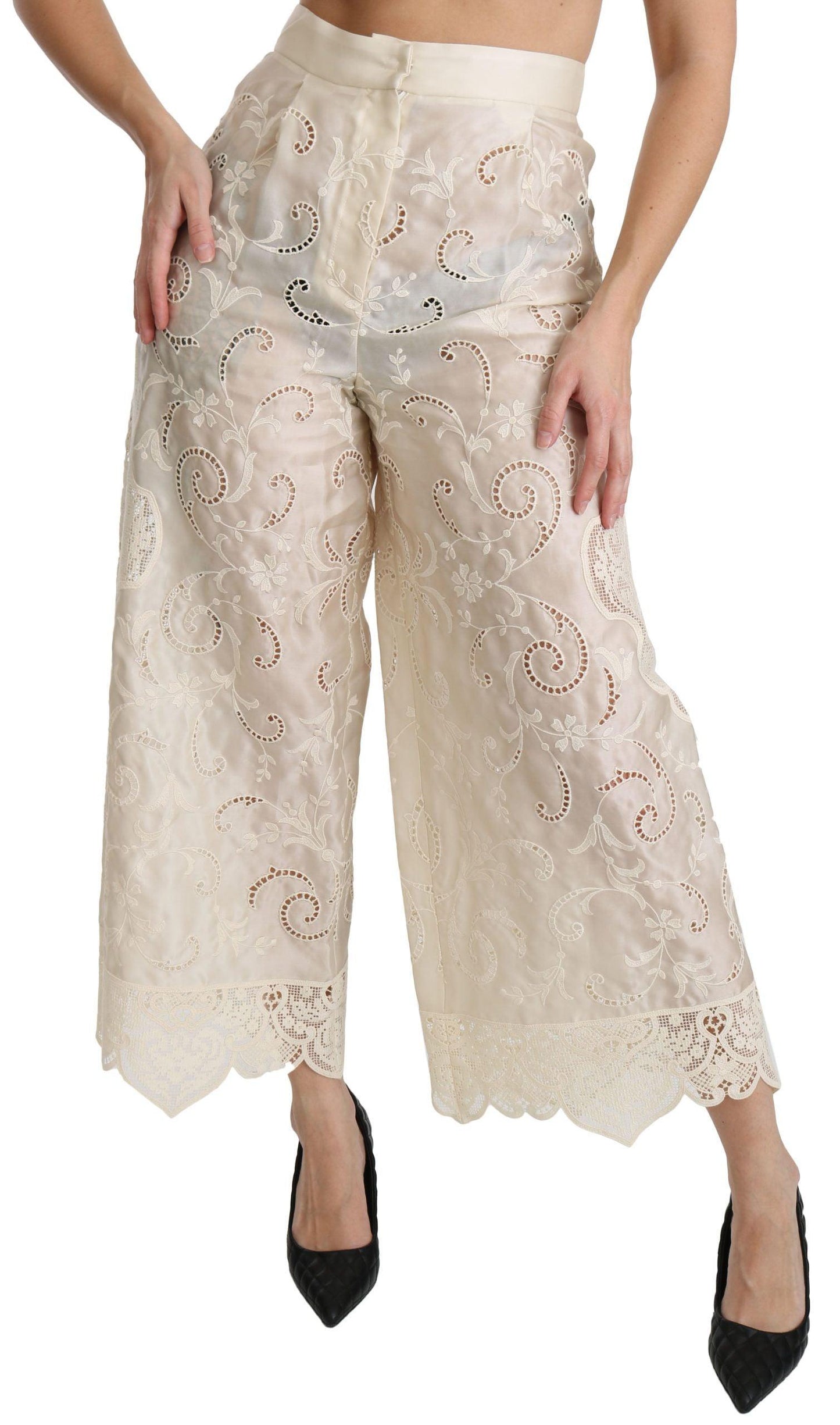 Dolce & Gabbana Elegant High Waist Palazzo Cropped Pants - Arichezz.store