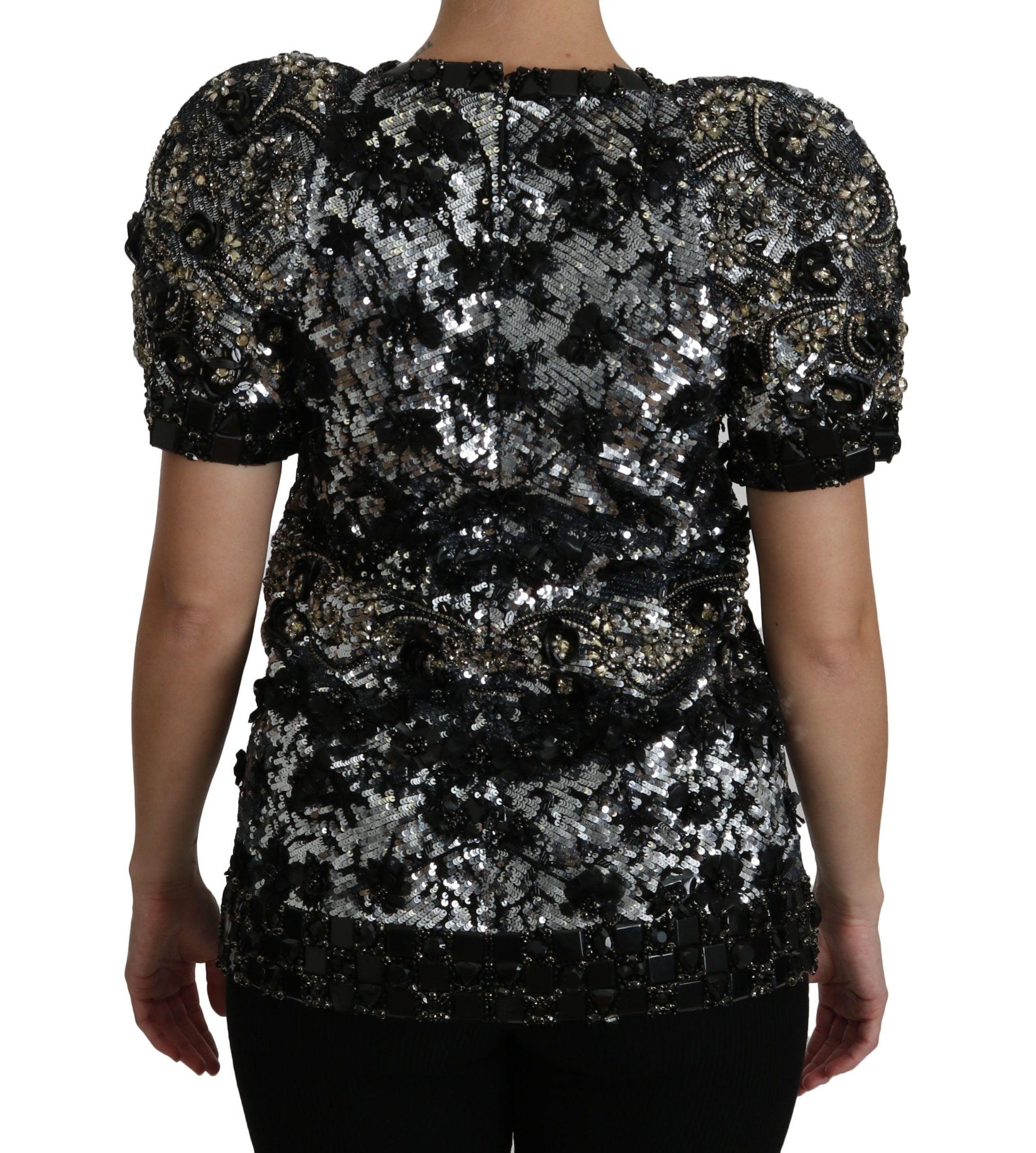 Dolce & Gabbana Sequined Crystal Embellished Crew Neck Top - Arichezz.store