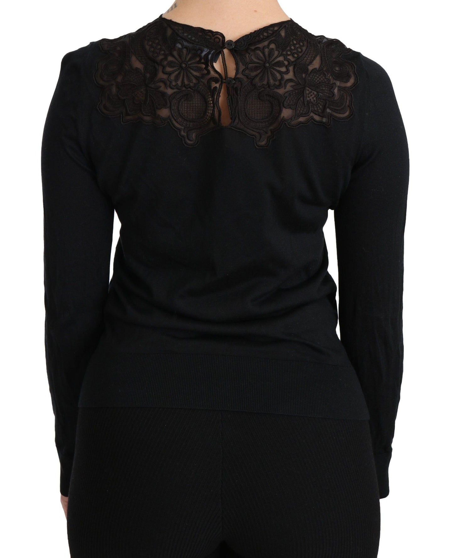 Dolce & Gabbana Elegant Silk-Blend Black Lace Blouse - Arichezz.store