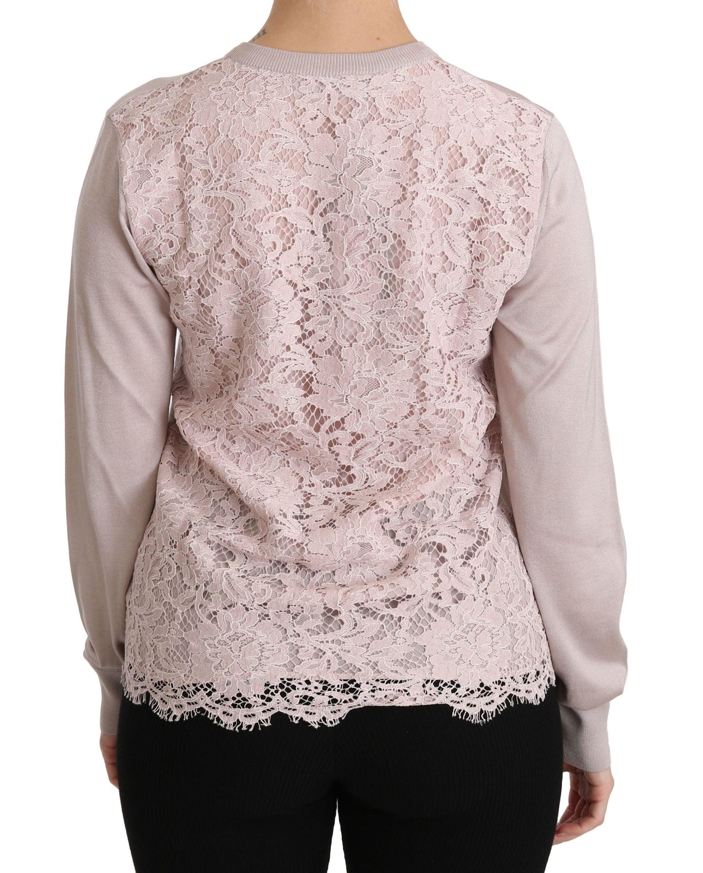 Dolce & Gabbana Silk Blend Pink Crew Neck Cardigan - Arichezz.store