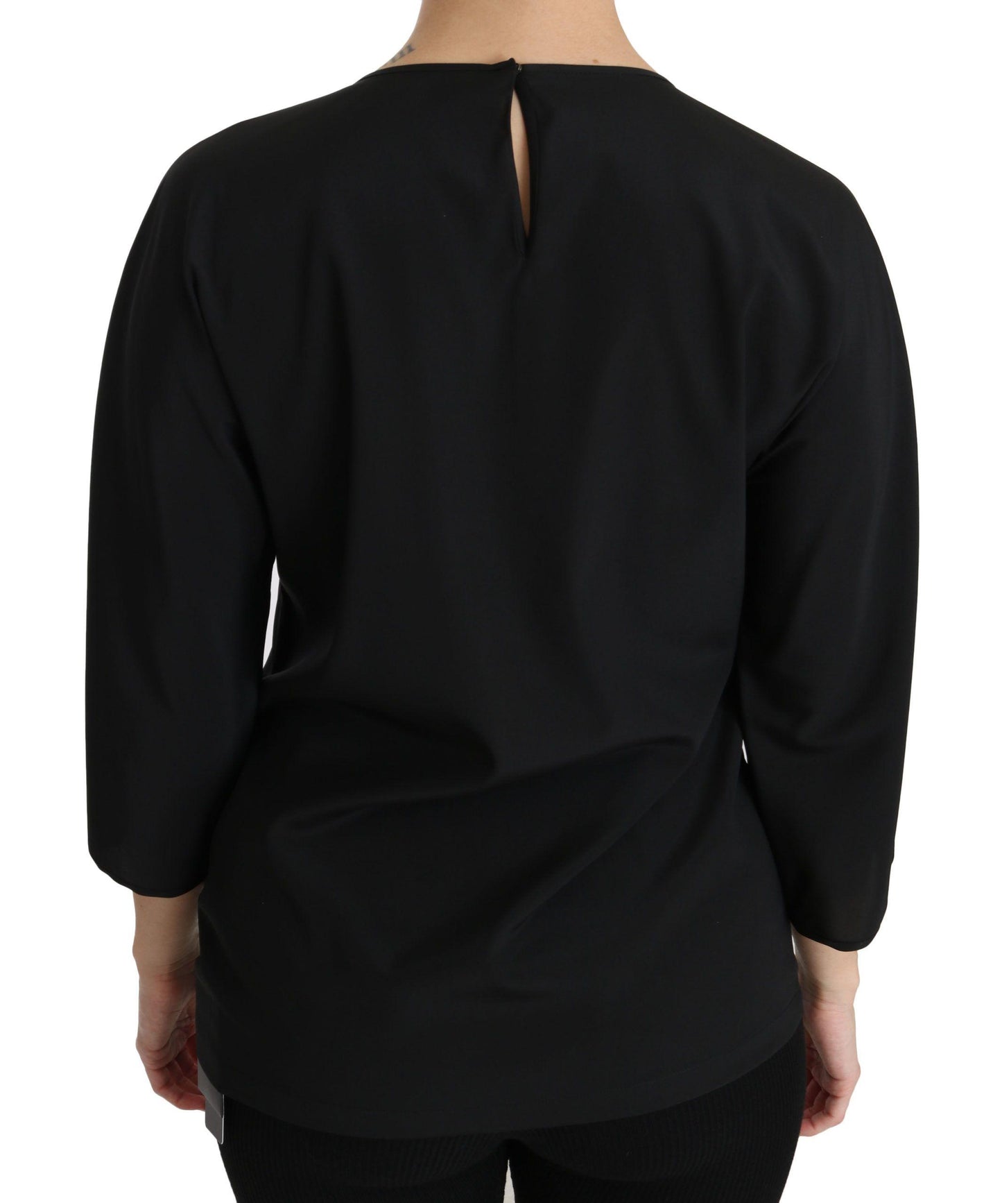 Dolce & Gabbana Elegant Black Silk Stretch Embroidered Top - Arichezz.store