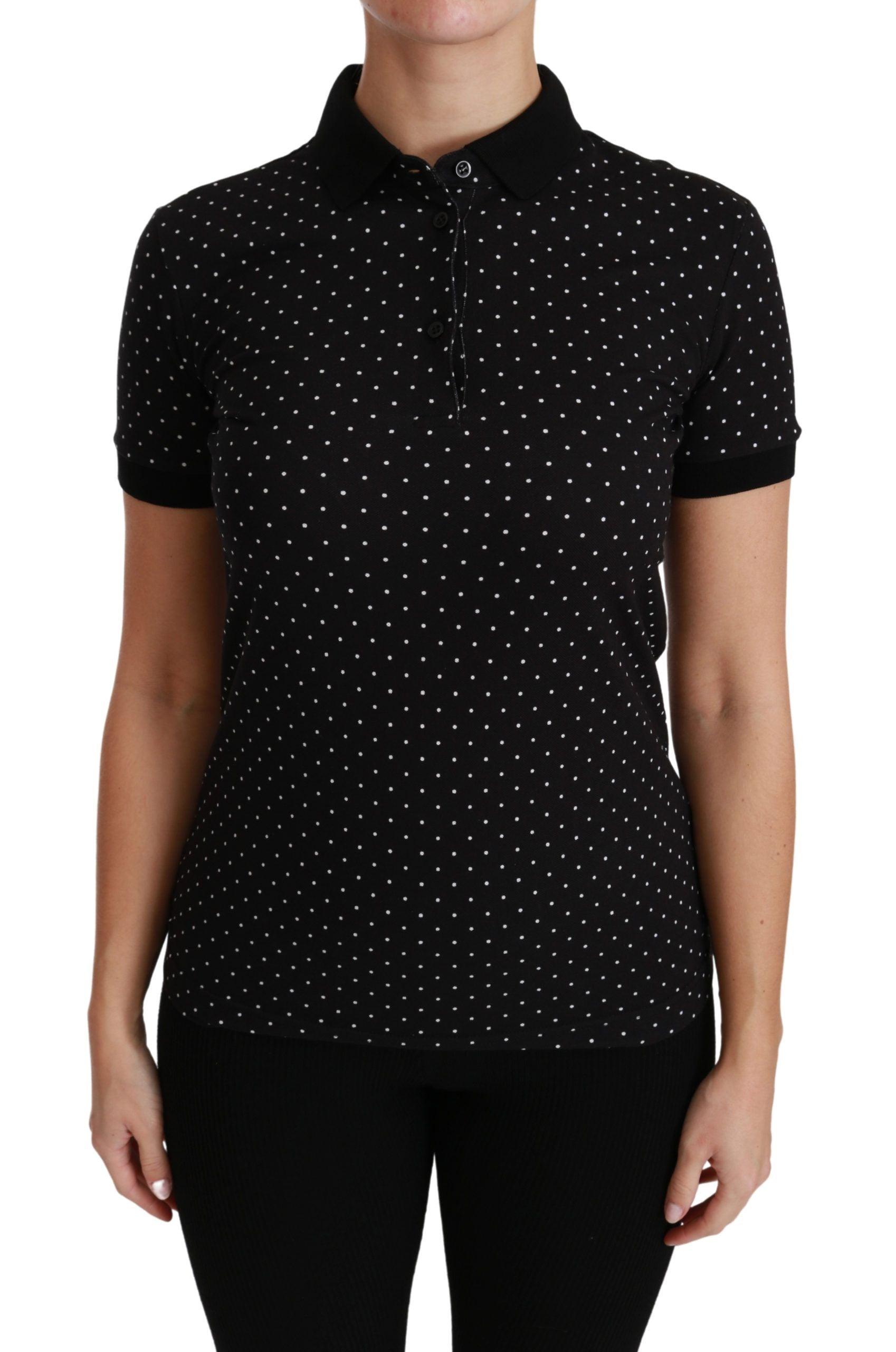 Dolce & Gabbana Elegant Black Dotted Polo Shirt - Arichezz.store