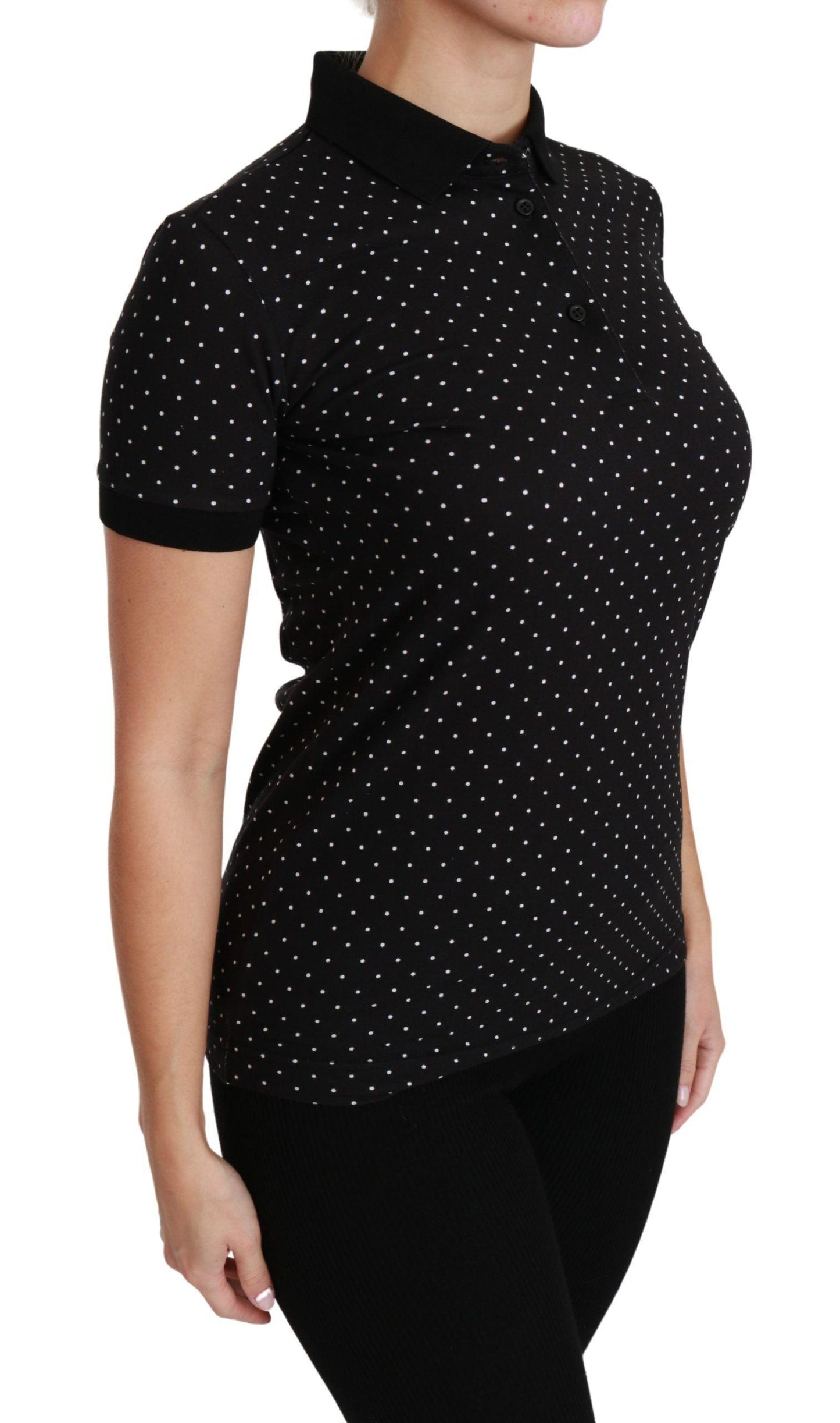 Dolce & Gabbana Elegant Black Dotted Polo Shirt - Arichezz.store