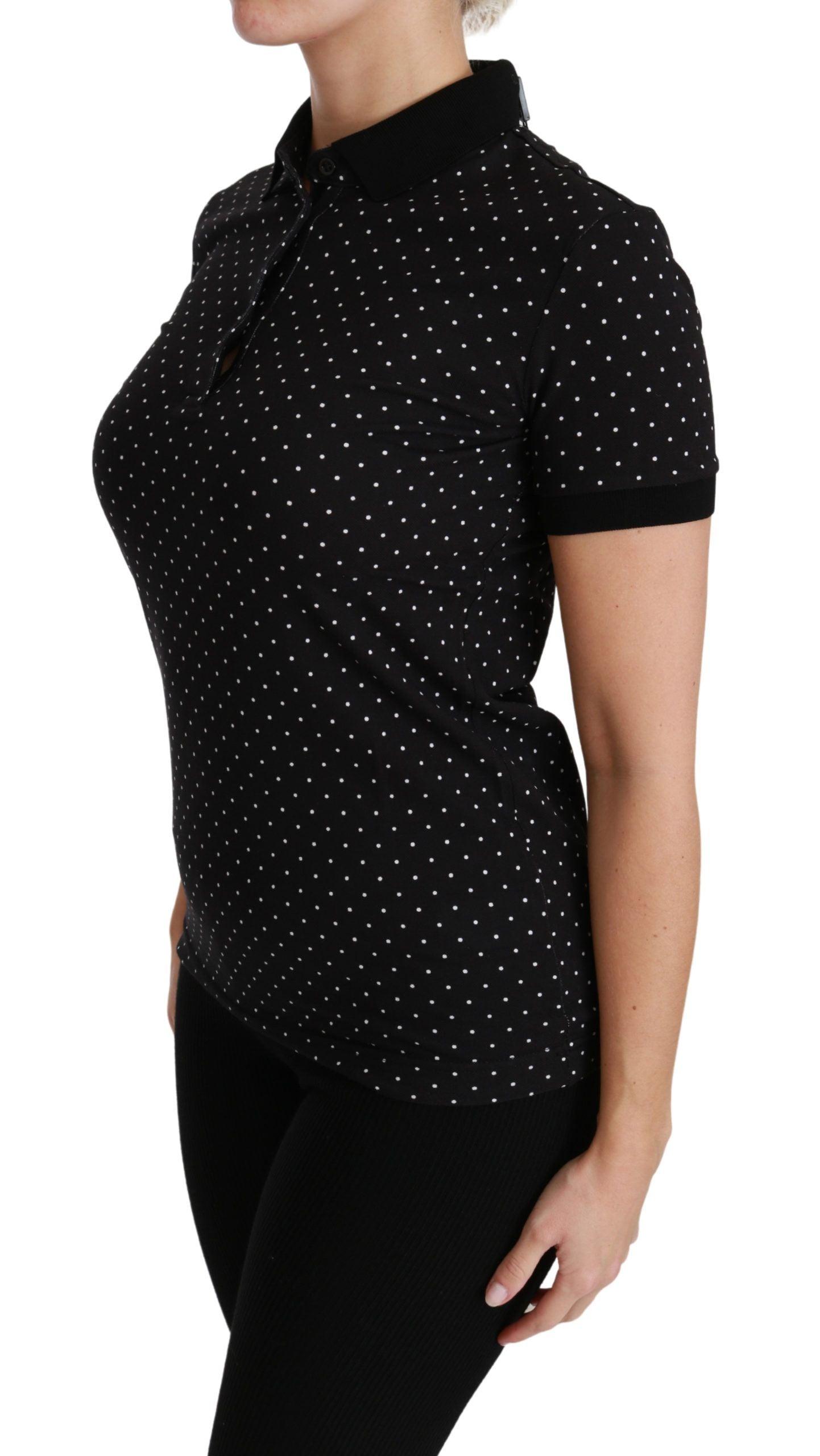 Dolce & Gabbana Elegant Black Dotted Polo Shirt - Arichezz.store