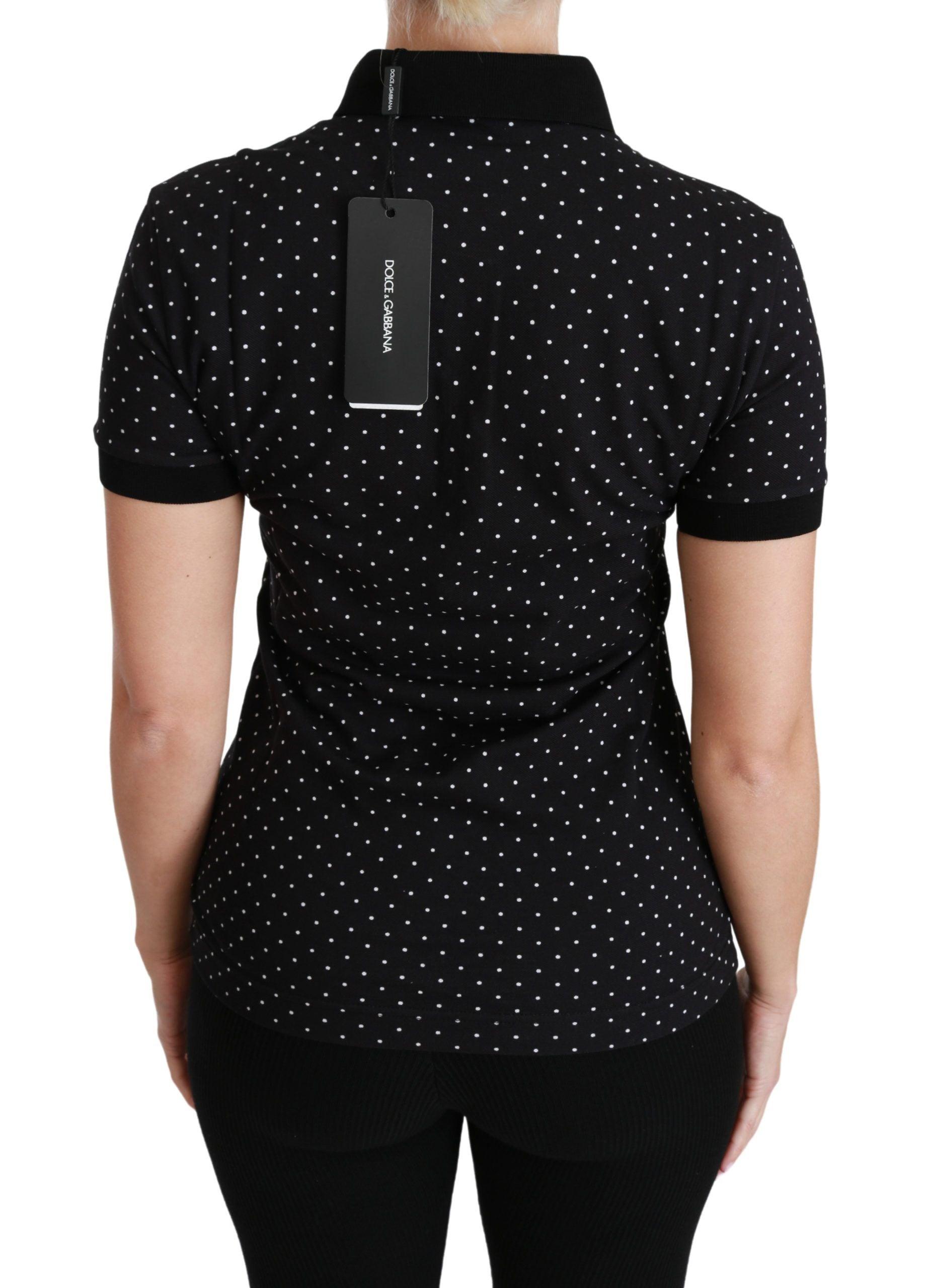 Dolce & Gabbana Elegant Black Dotted Polo Shirt - Arichezz.store