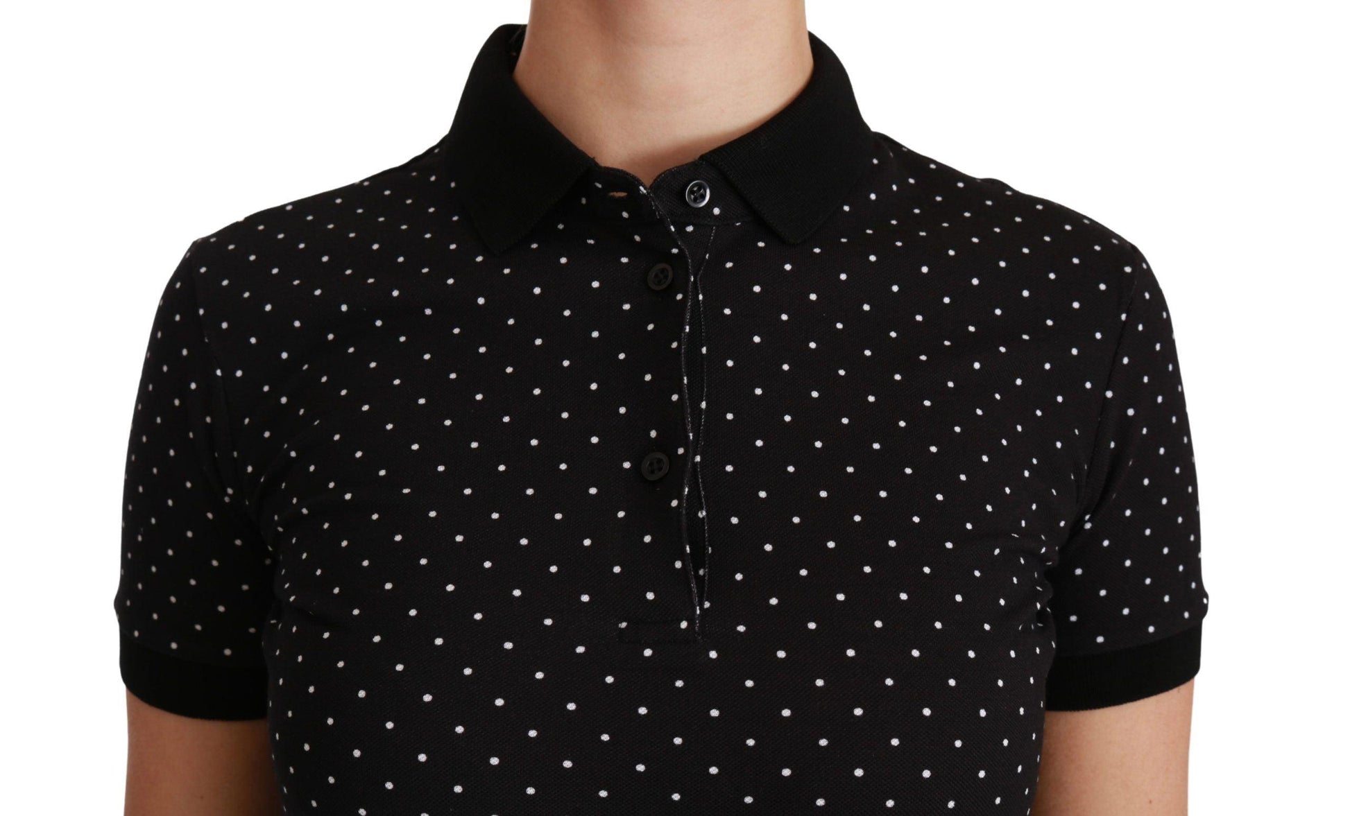 Dolce & Gabbana Elegant Black Dotted Polo Shirt - Arichezz.store