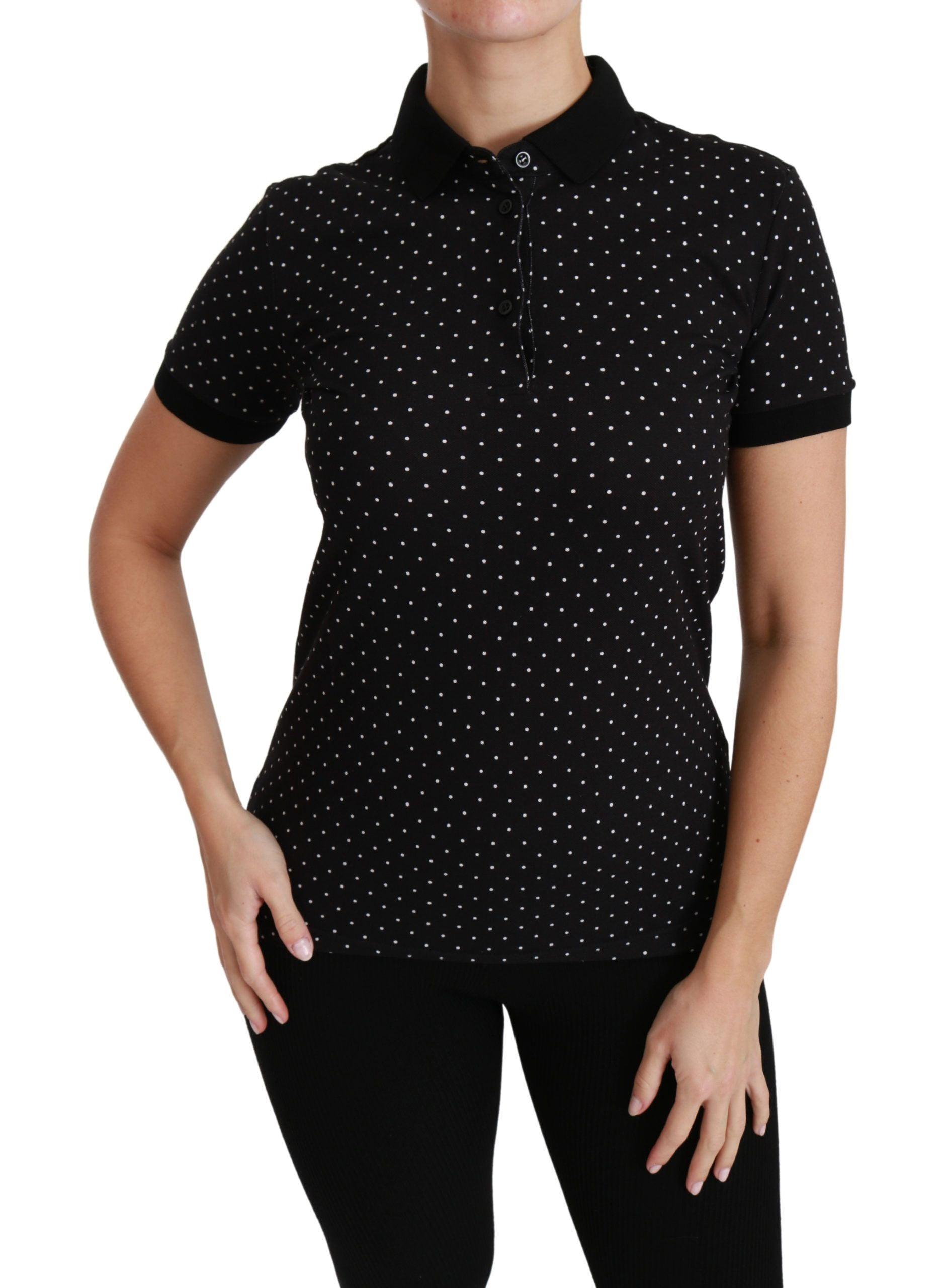 Dolce & Gabbana Elegant Black Dotted Polo Shirt - Arichezz.store