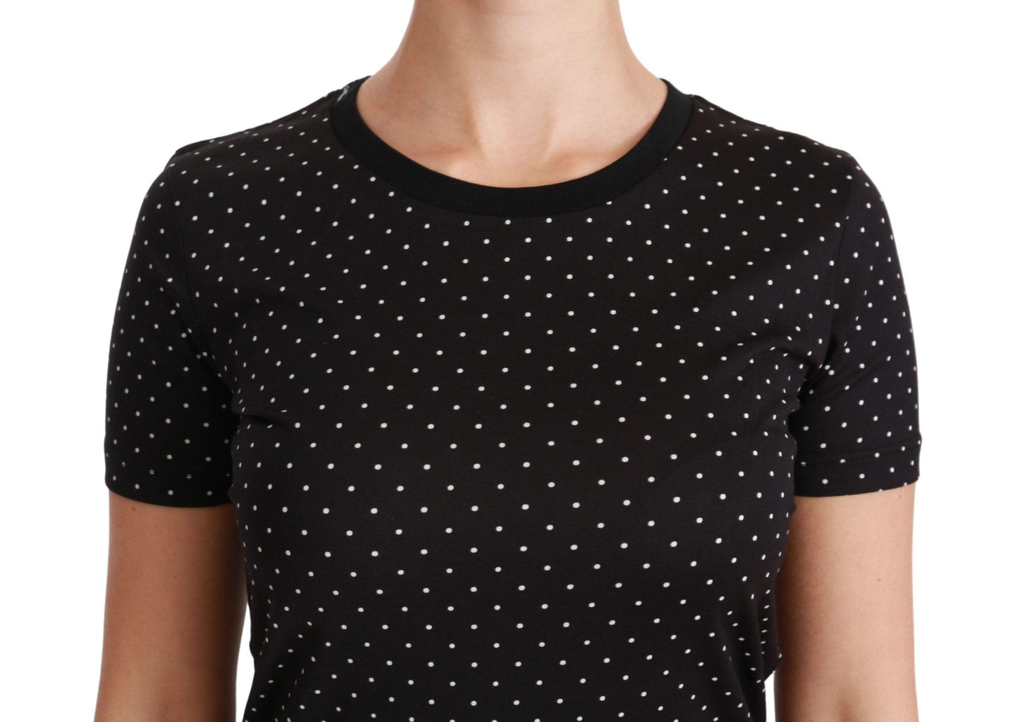 Dolce & Gabbana Chic Black Dotted Crewneck Cotton Tee - Arichezz.store