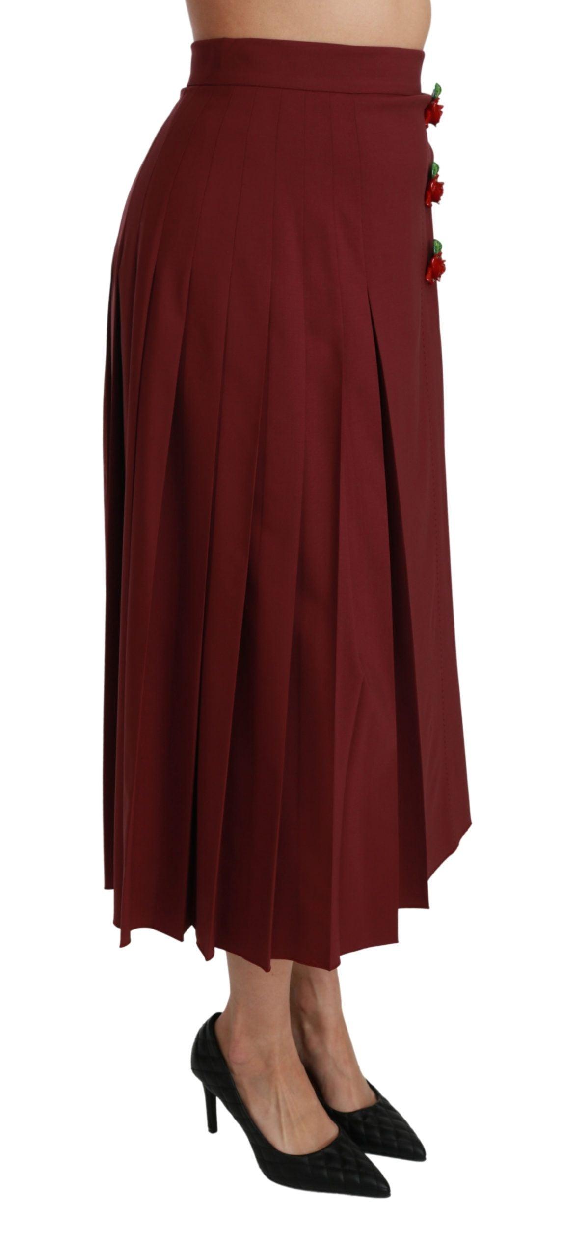 Dolce & Gabbana Elegant Red High Waist Virgin Wool Skirt - Arichezz.store