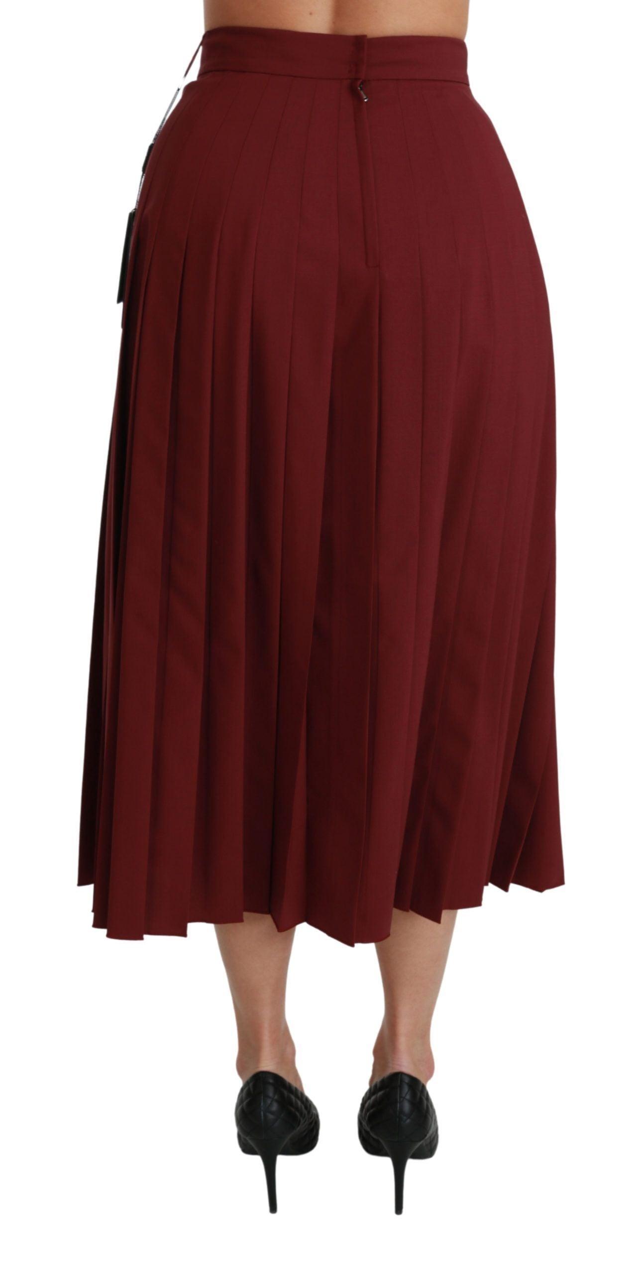 Dolce & Gabbana Elegant Red High Waist Virgin Wool Skirt - Arichezz.store