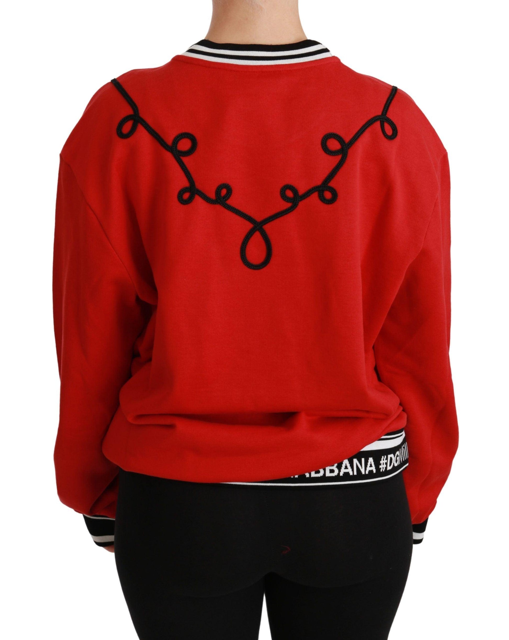 Dolce & Gabbana Radiant Red Sequined Crew Neck Sweater - Arichezz.store