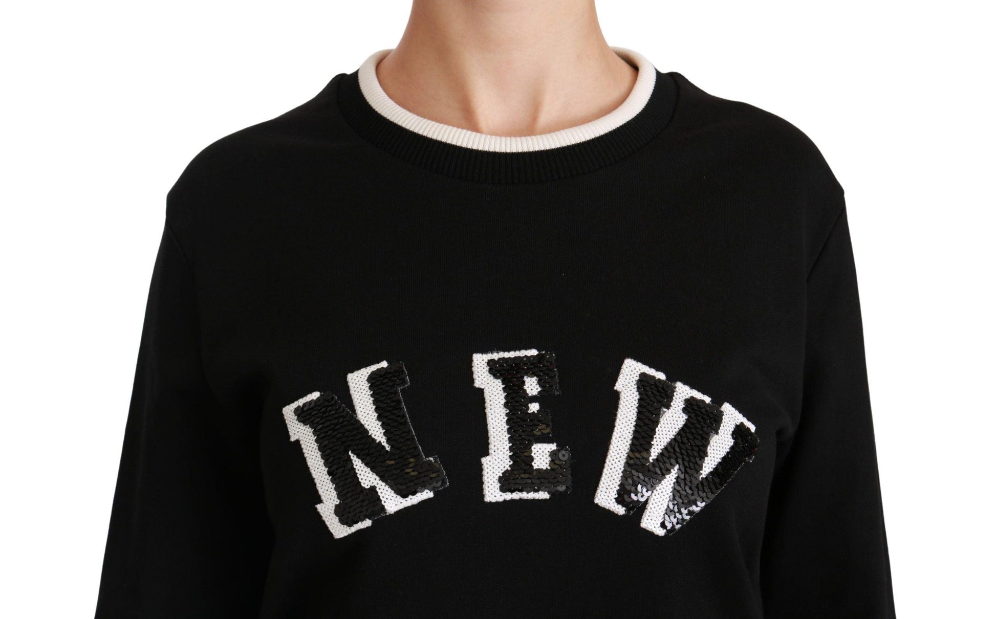 Dolce & Gabbana Chic Black Sequined Cotton Sweater - Arichezz.store