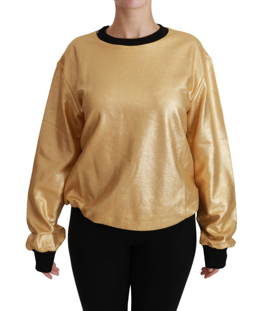 Dolce & Gabbana Elegant Gold Crew Neck Cotton Sweater - Arichezz.store