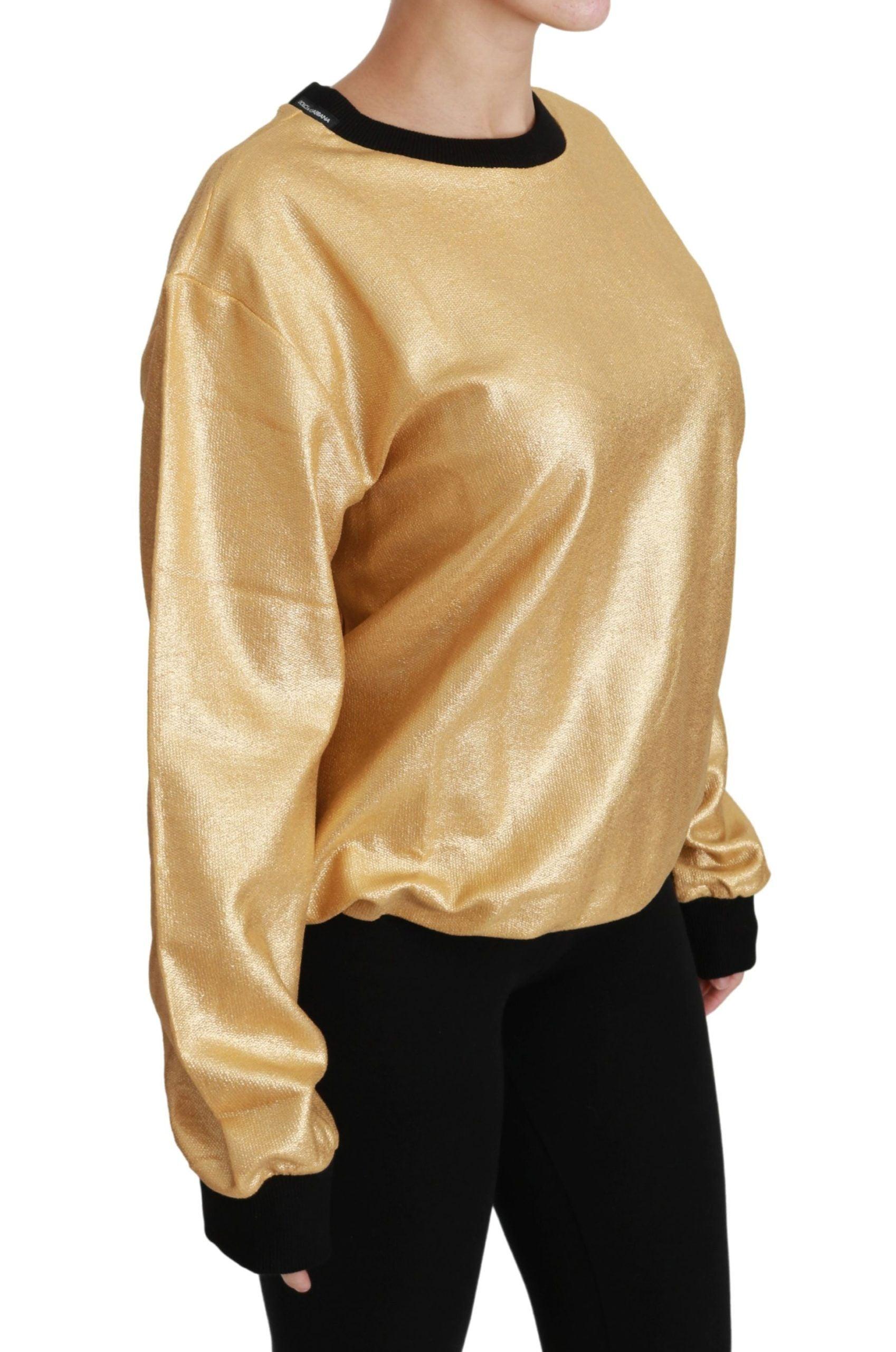 Dolce & Gabbana Elegant Gold Crew Neck Cotton Sweater - Arichezz.store