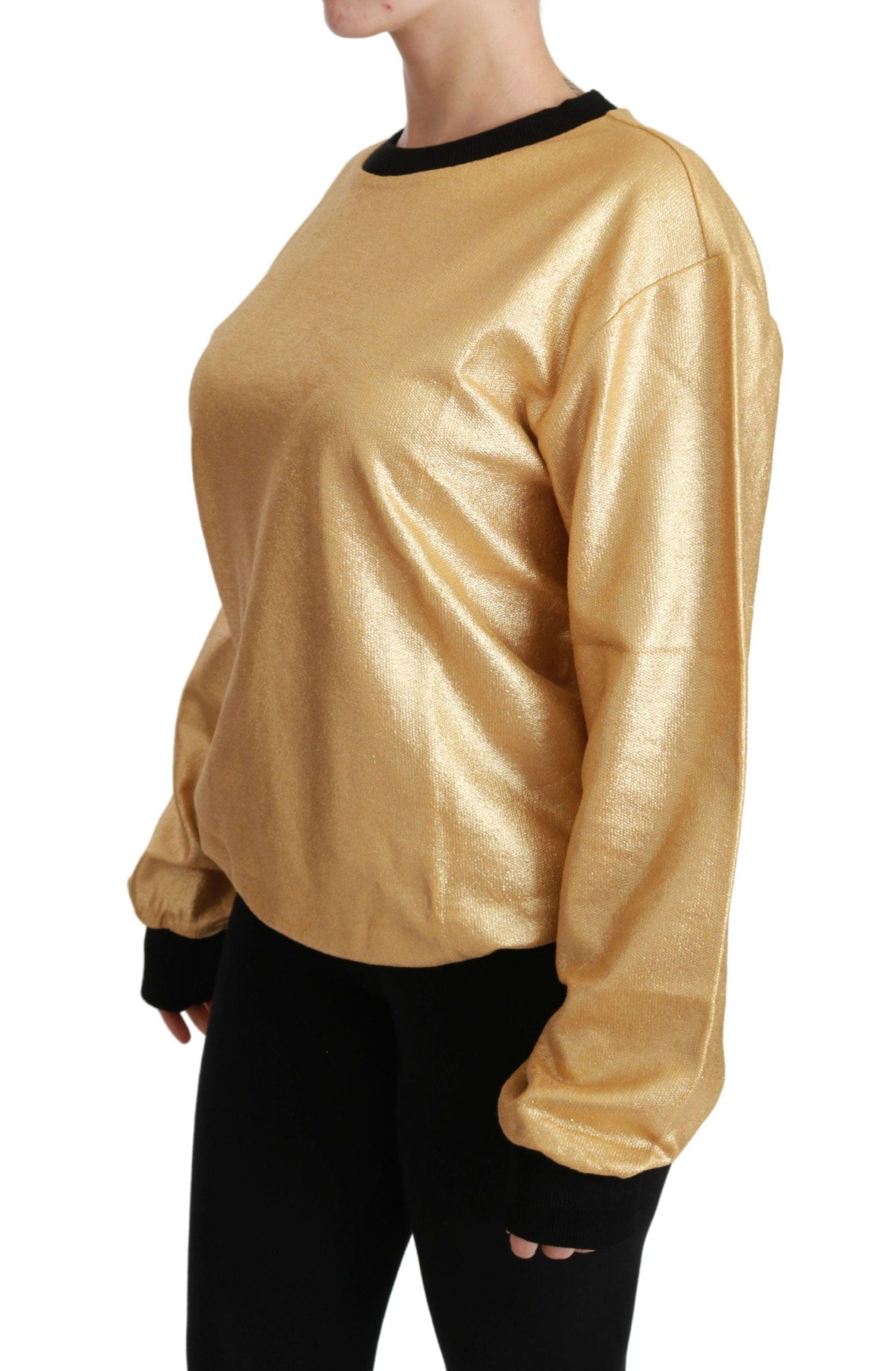 Dolce & Gabbana Elegant Gold Crew Neck Cotton Sweater - Arichezz.store