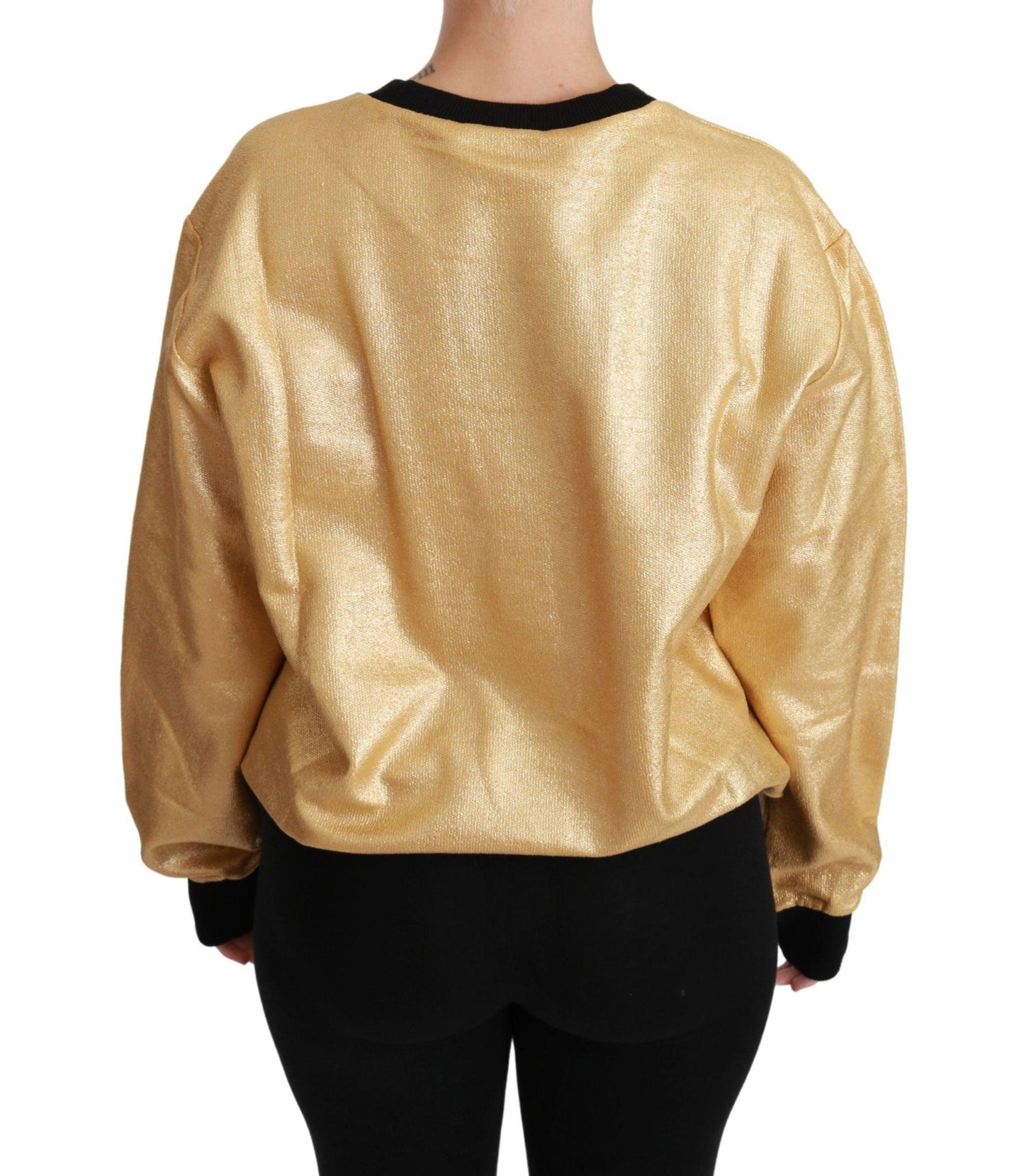 Dolce & Gabbana Elegant Gold Crew Neck Cotton Sweater - Arichezz.store