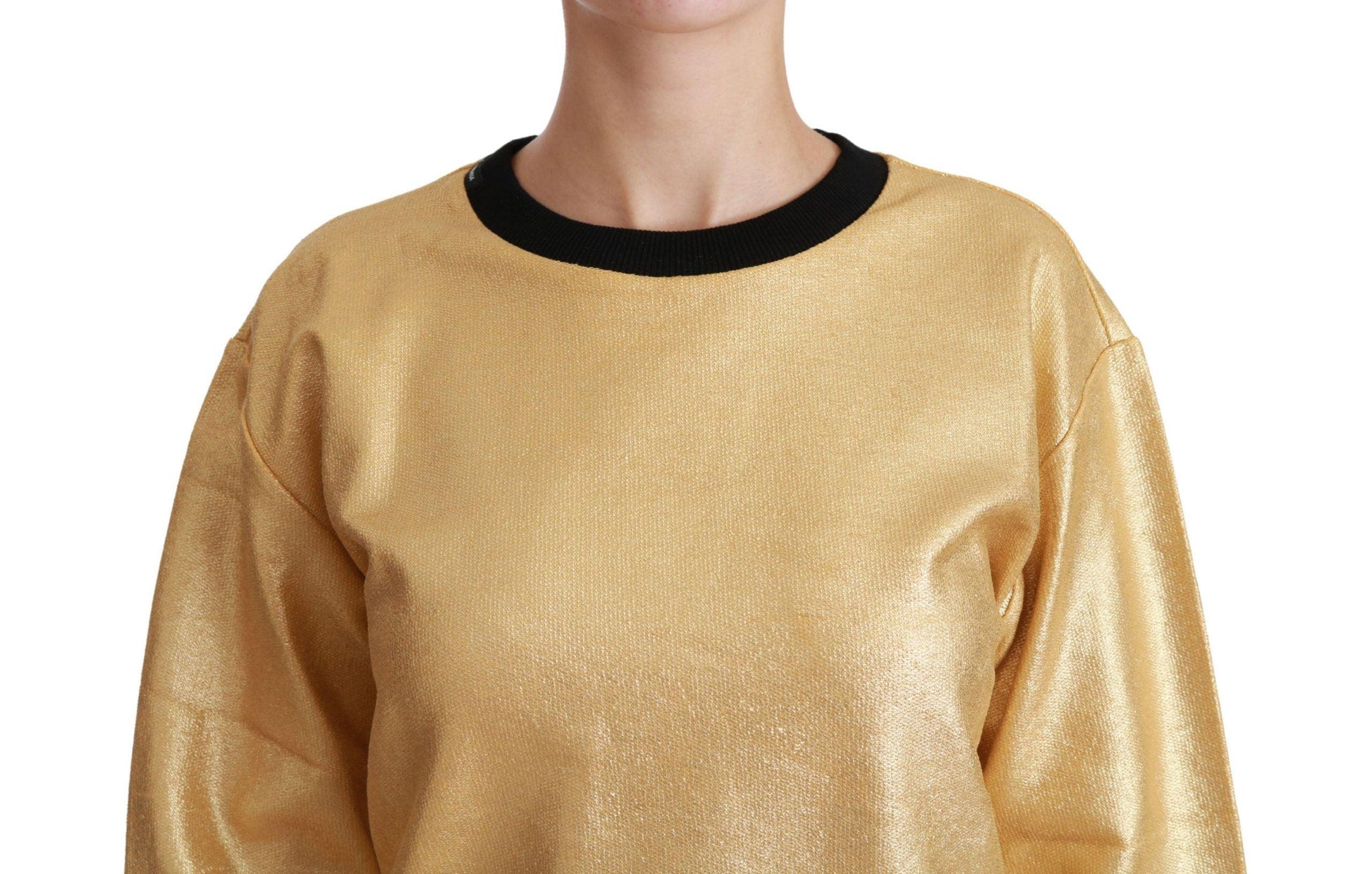 Dolce & Gabbana Elegant Gold Crew Neck Cotton Sweater - Arichezz.store