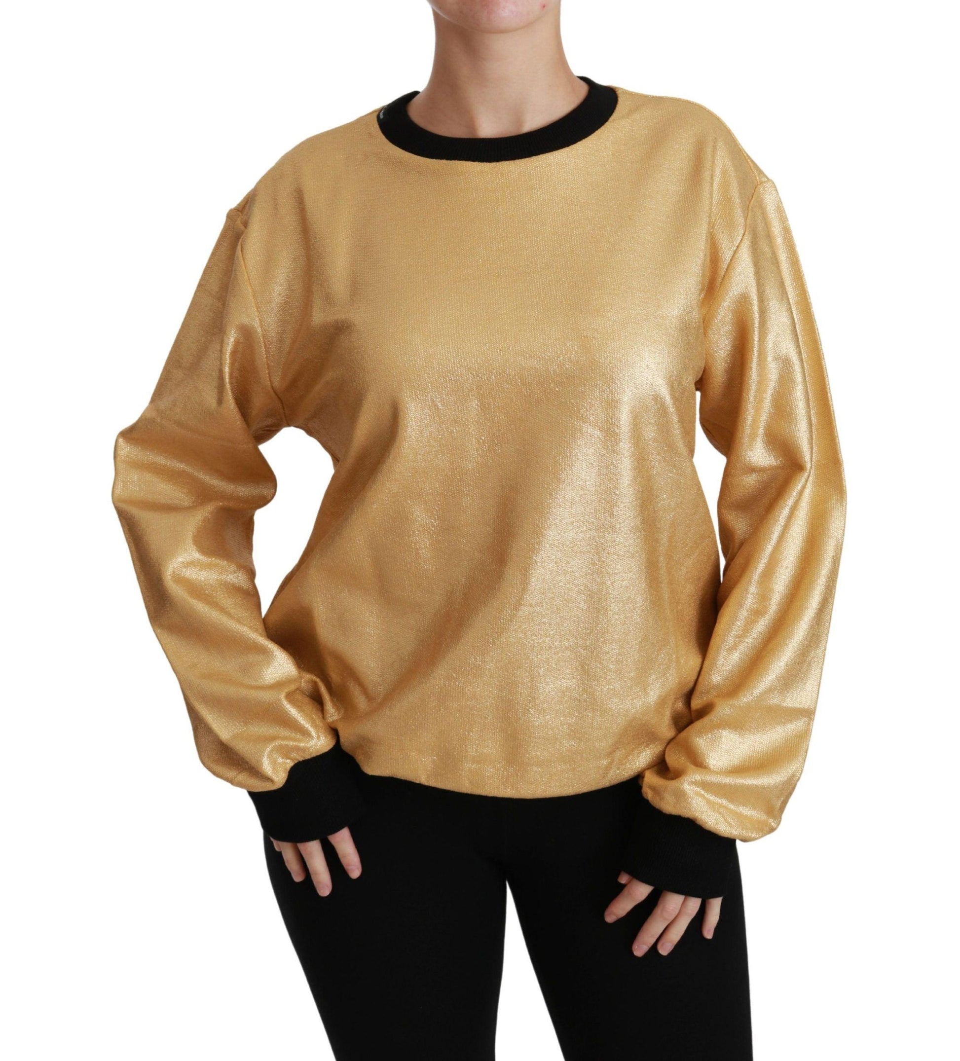 Dolce & Gabbana Elegant Gold Crew Neck Cotton Sweater - Arichezz.store