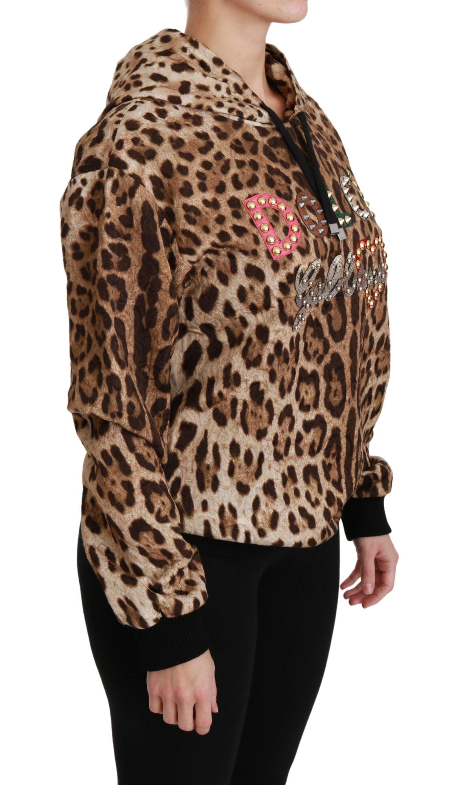 Dolce & Gabbana Elegant Leopard Print Hooded Sweater - Arichezz.store