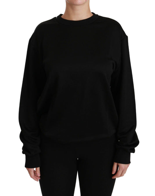 Dolce & Gabbana Elegant Black Cotton Crew Neck Pullover Sweater - Arichezz.store