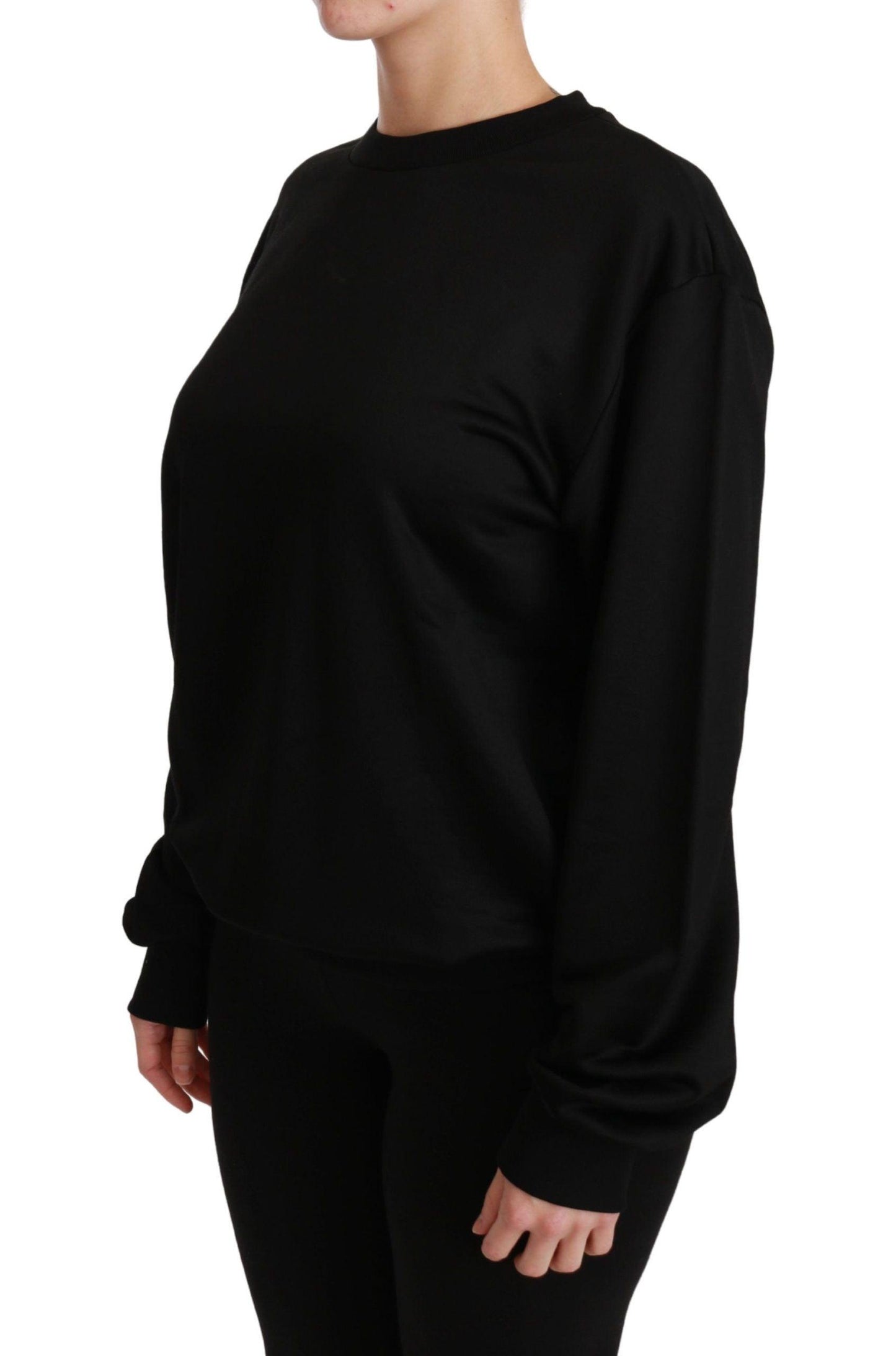 Dolce & Gabbana Elegant Black Cotton Crew Neck Pullover Sweater - Arichezz.store