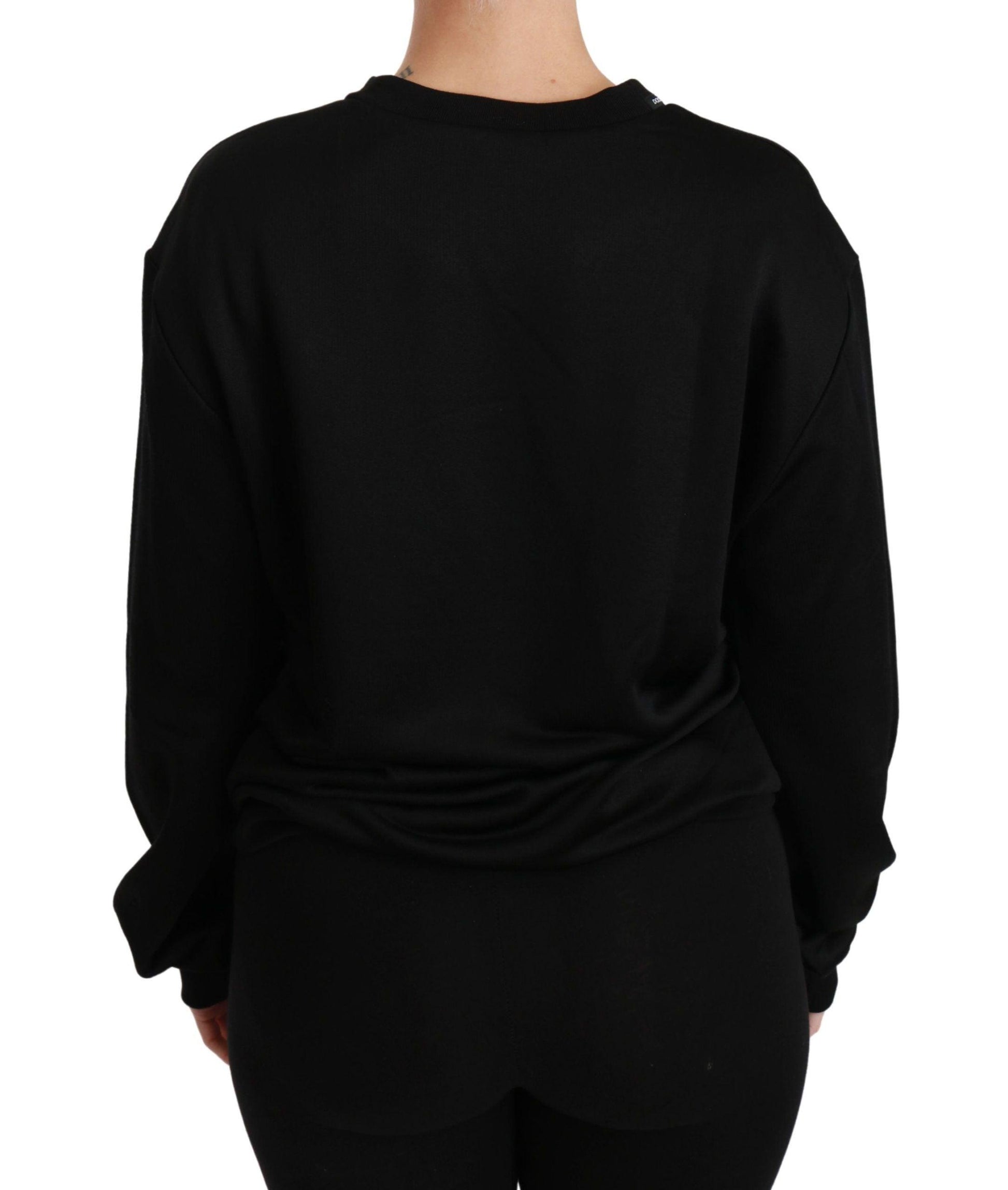 Dolce & Gabbana Elegant Black Cotton Crew Neck Pullover Sweater - Arichezz.store