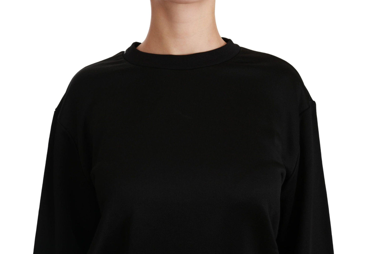 Dolce & Gabbana Elegant Black Cotton Crew Neck Pullover Sweater - Arichezz.store