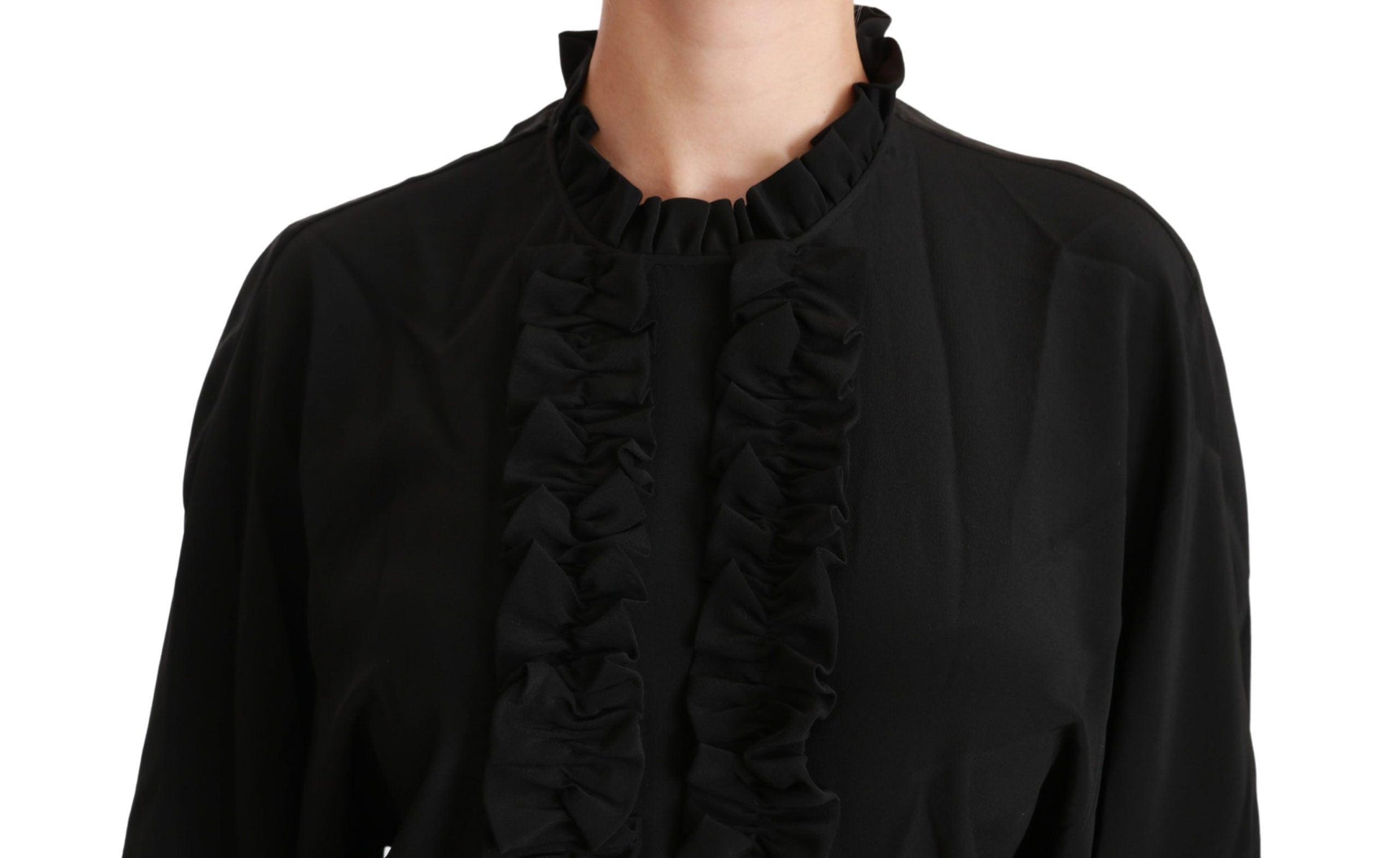 Dolce & Gabbana Elegant Black Silk Short Sleeve Blouse - Arichezz.store