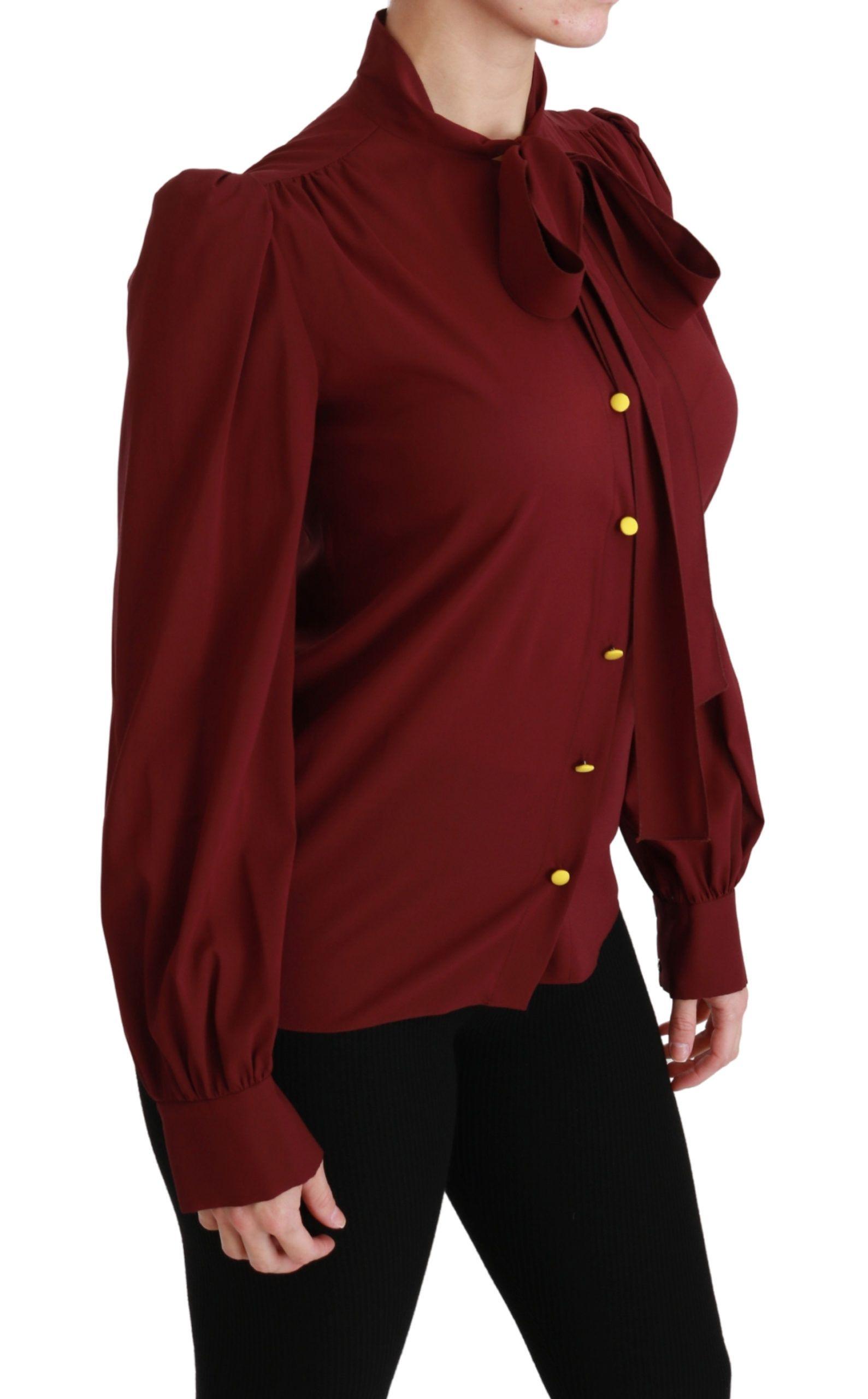 Dolce & Gabbana Elegant Maroon Silk Blend Polo Blouse - Arichezz.store