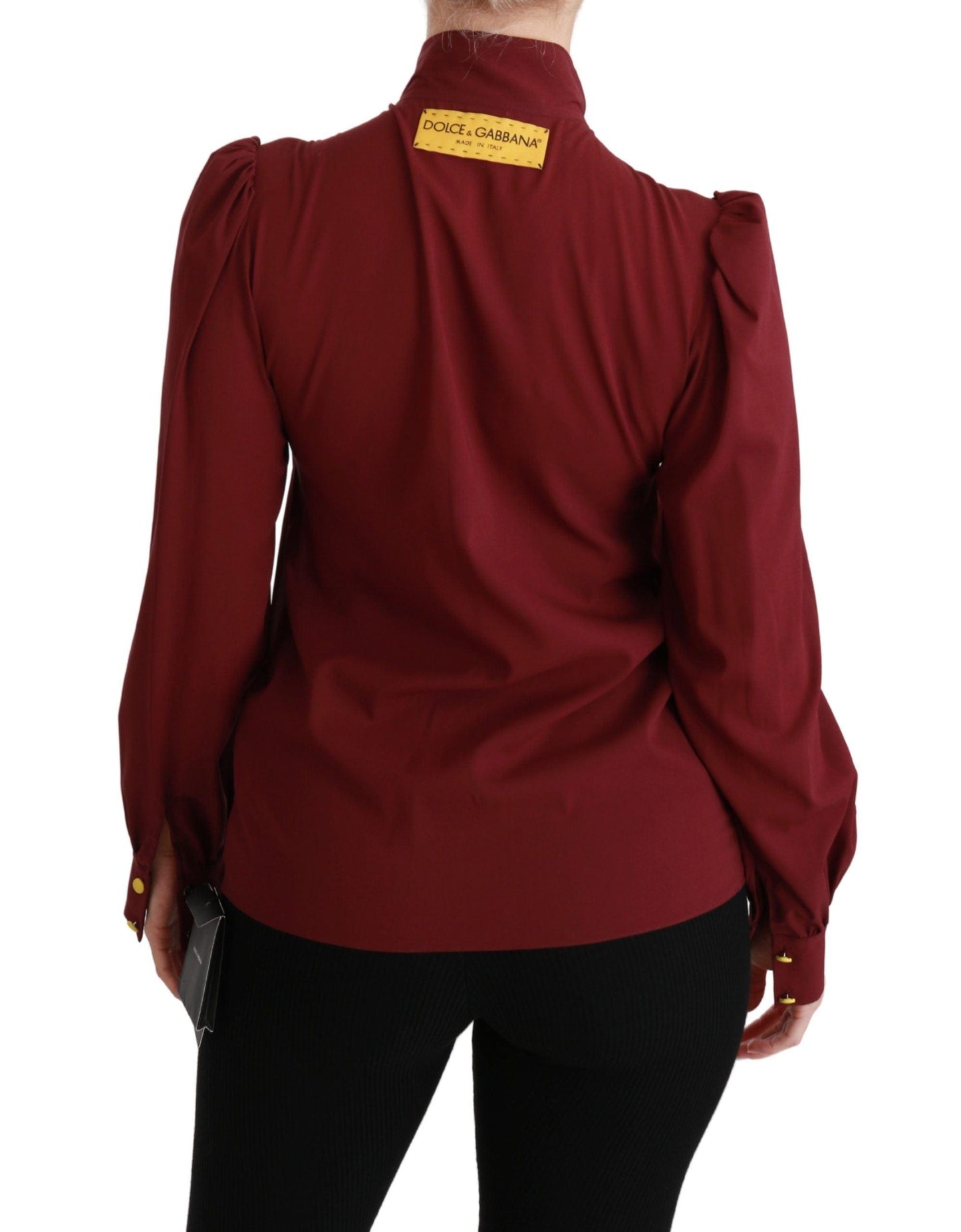 Dolce & Gabbana Elegant Maroon Silk Blend Polo Blouse - Arichezz.store