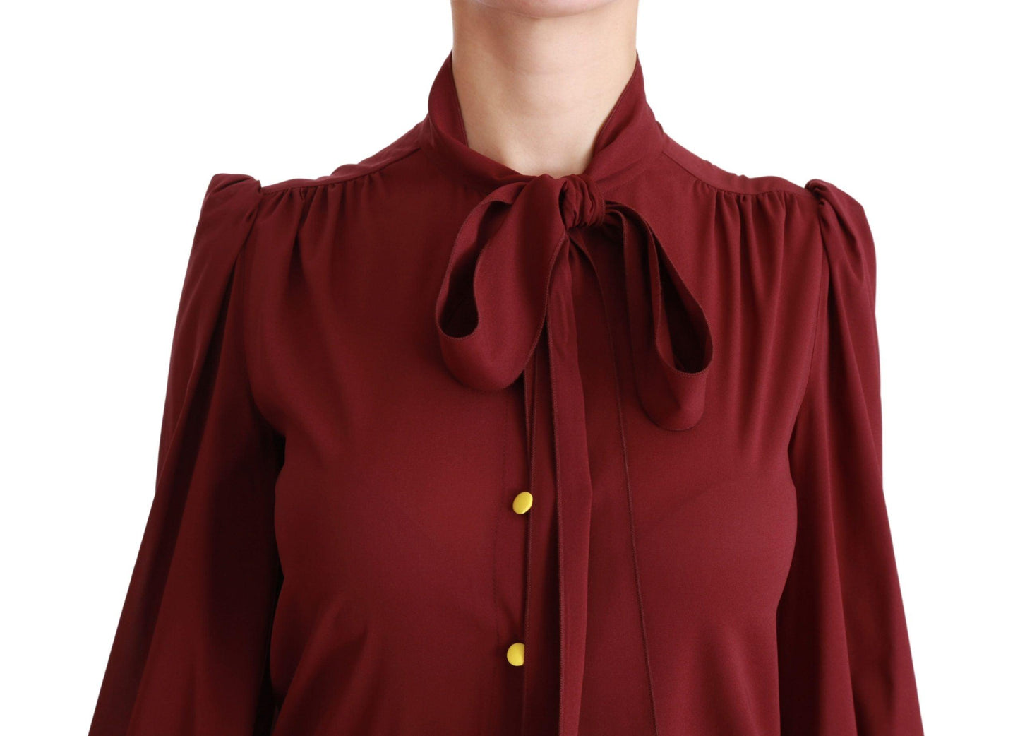 Dolce & Gabbana Elegant Maroon Silk Blend Polo Blouse - Arichezz.store